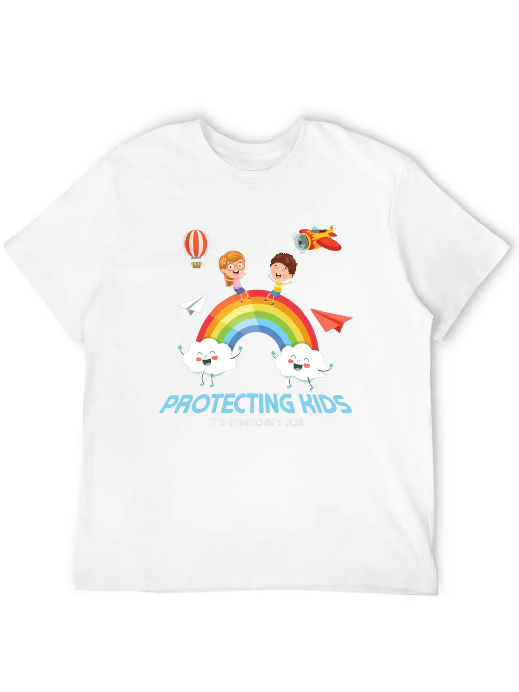Protecting Kids It's Everyone's Job Child Safety Unisex Short Sleeve Soft Cotton T-Shirt – Casual Everyday Wear