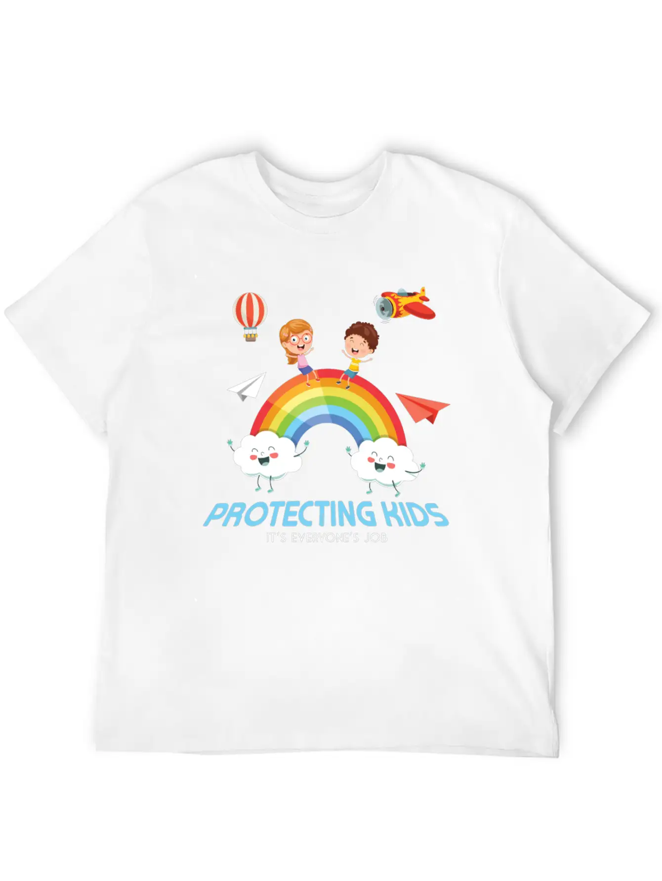 Protecting Kids It's Everyone's Job Child Safety Unisex Short Sleeve Soft Cotton T-Shirt – Casual Everyday Wear