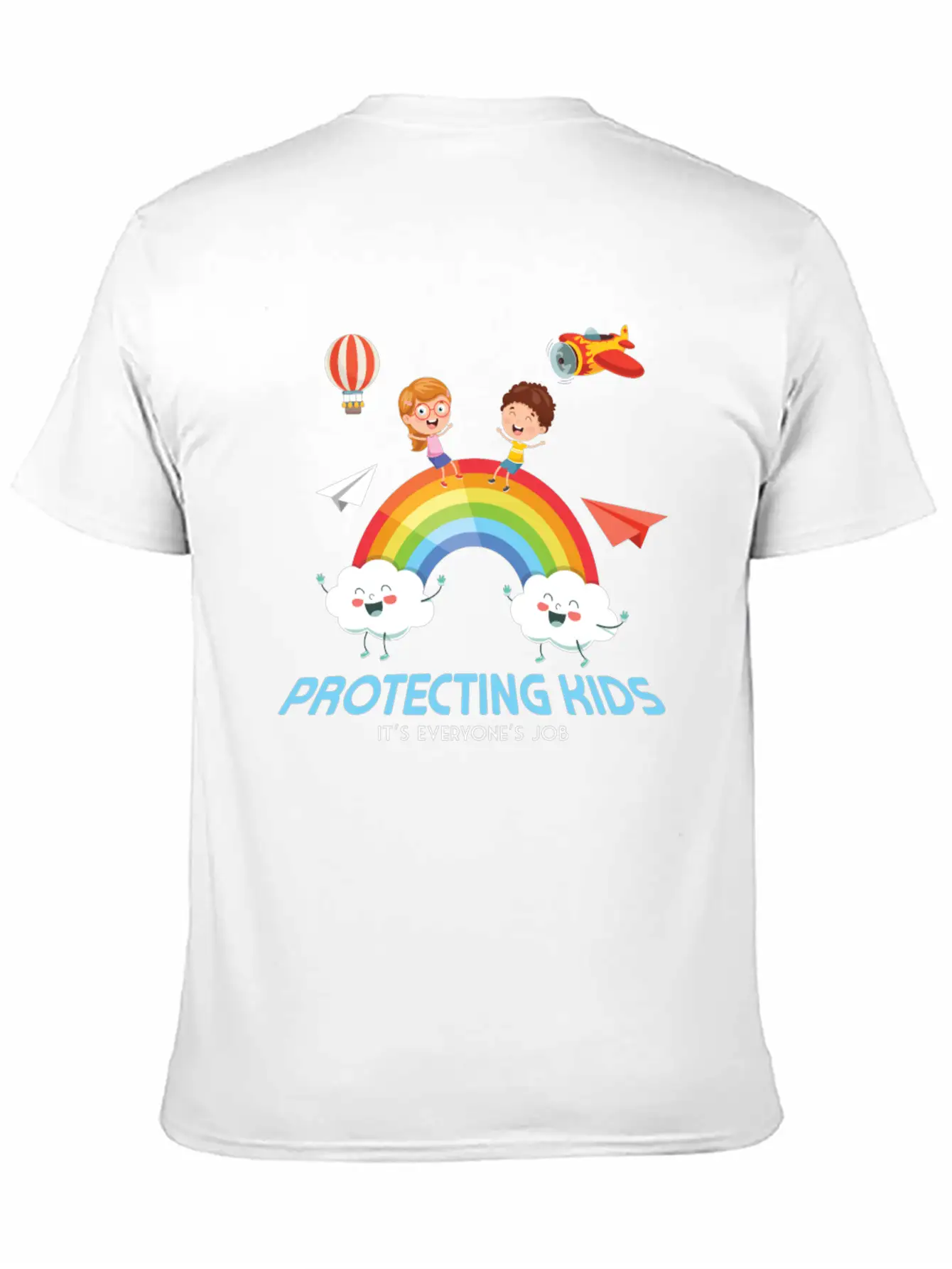 Protecting Kids It's Everyone's Job Child Safety Unisex Short Sleeve Soft Cotton T-Shirt – Casual Everyday Wear