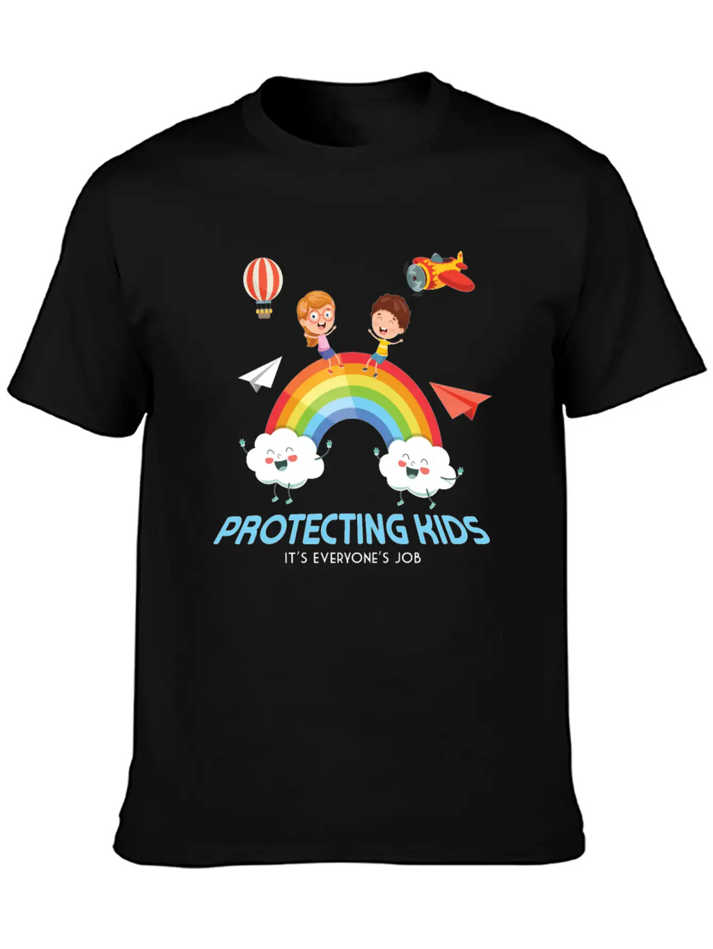 Protecting Kids It's Everyone's Job Child Safety Unisex Short Sleeve Soft Cotton T-Shirt – Casual Everyday Wear