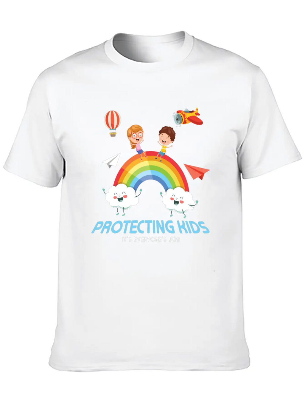 Protecting Kids It's Everyone's Job Child Safety Unisex Short Sleeve Soft Cotton T-Shirt – Casual Everyday Wear