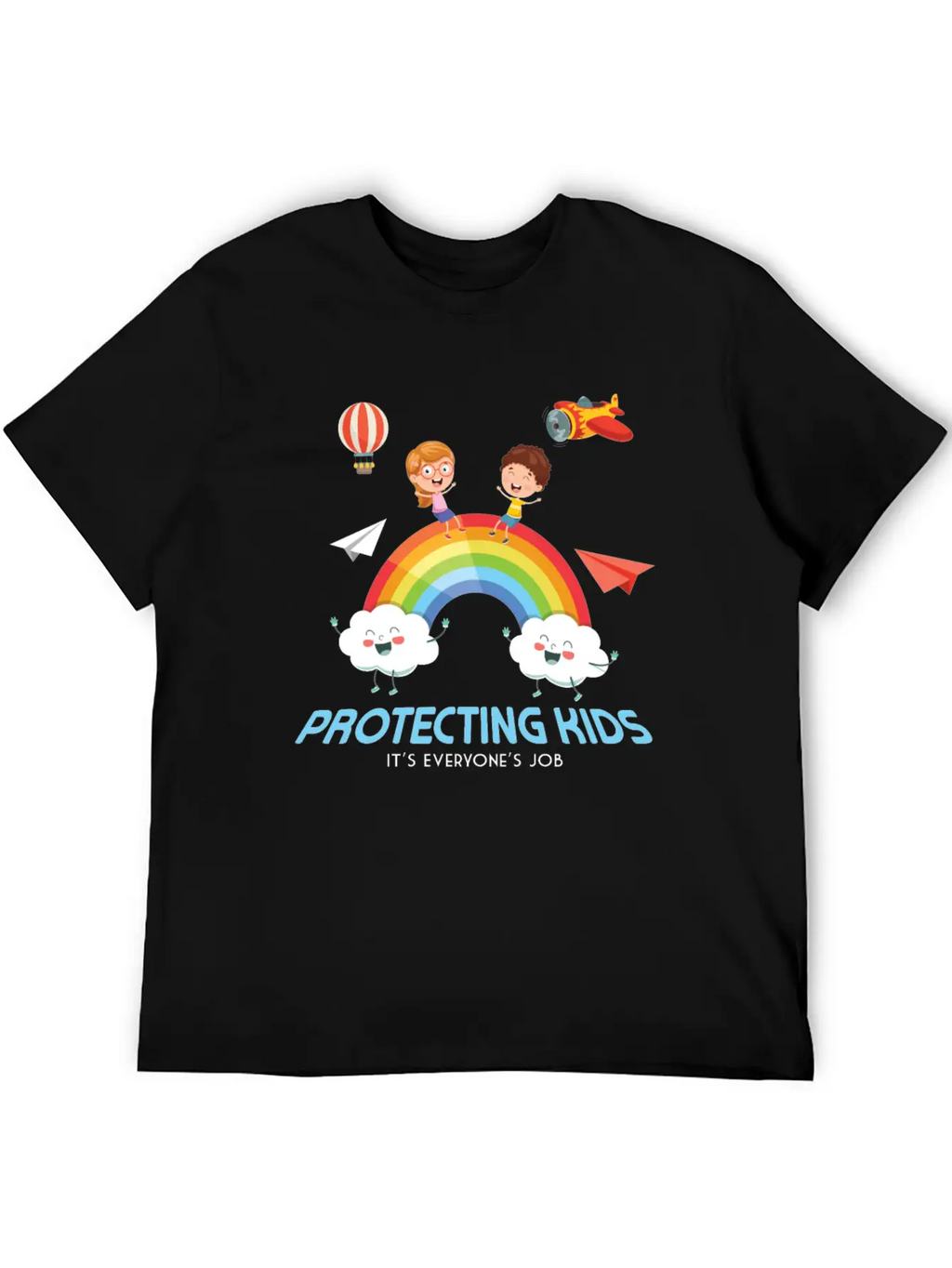 Protecting Kids It's Everyone's Job Child Safety Unisex Short Sleeve Soft Cotton T-Shirt – Casual Everyday Wear