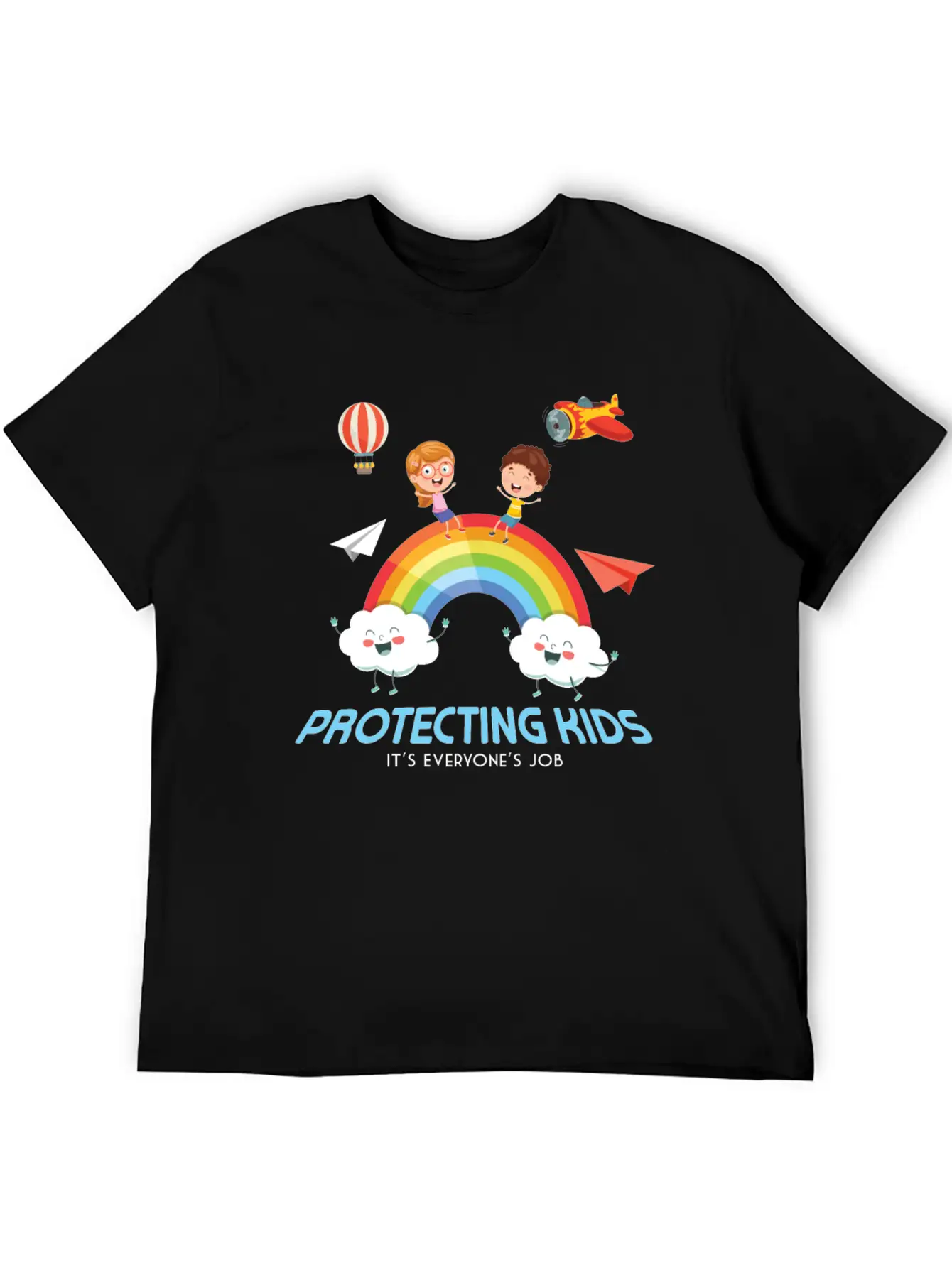 Protecting Kids It's Everyone's Job Child Safety Unisex Short Sleeve Soft Cotton T-Shirt – Casual Everyday Wear
