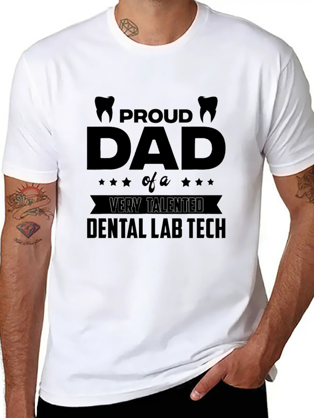 Proud Dad Of A Very Talented Dental Lab Tech Stylish Everyday T-Shirt – Unisex Basic Cotton Tee