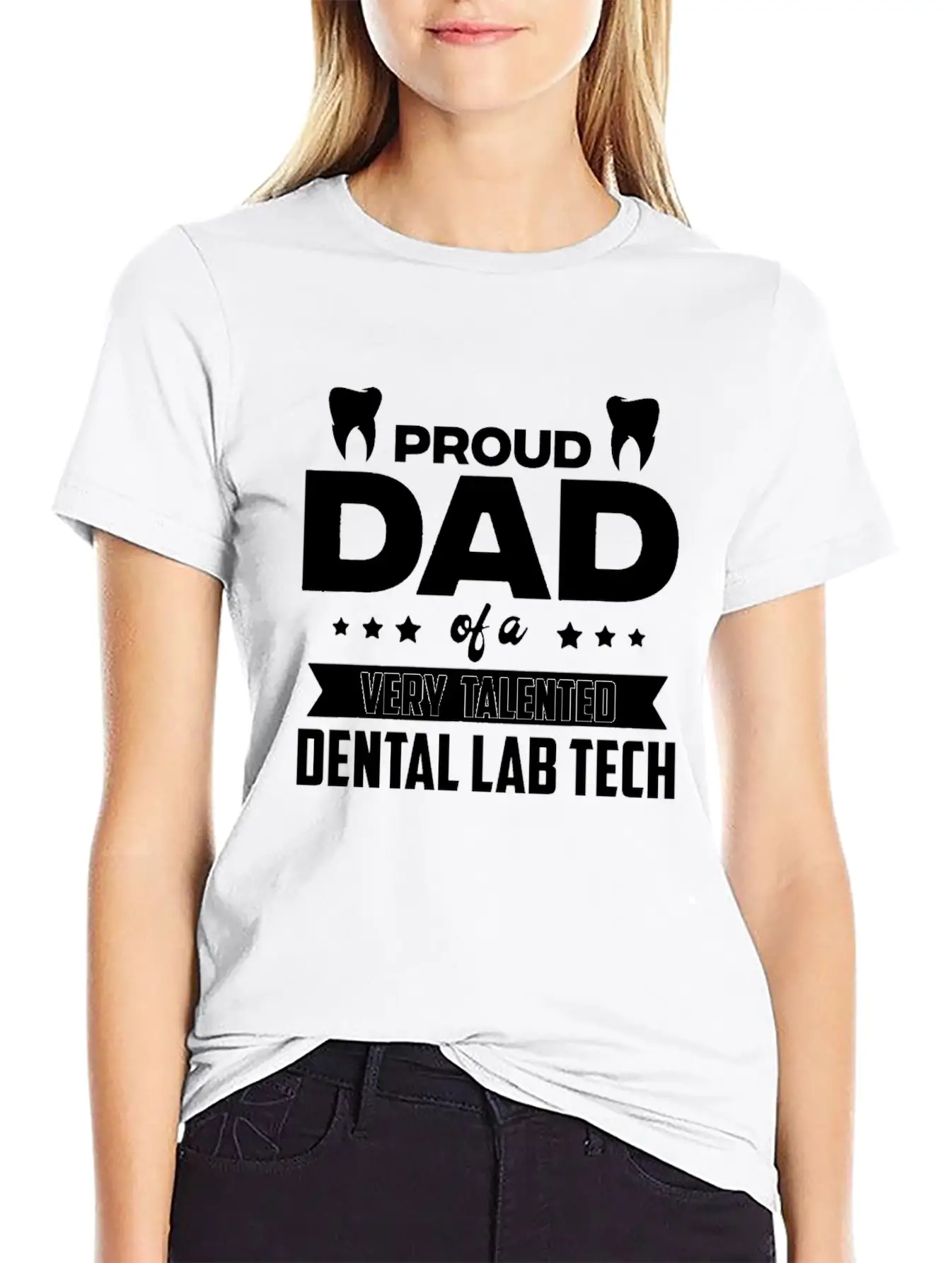 Proud Dad Of A Very Talented Dental Lab Tech Stylish Everyday T-Shirt – Unisex Basic Cotton Tee