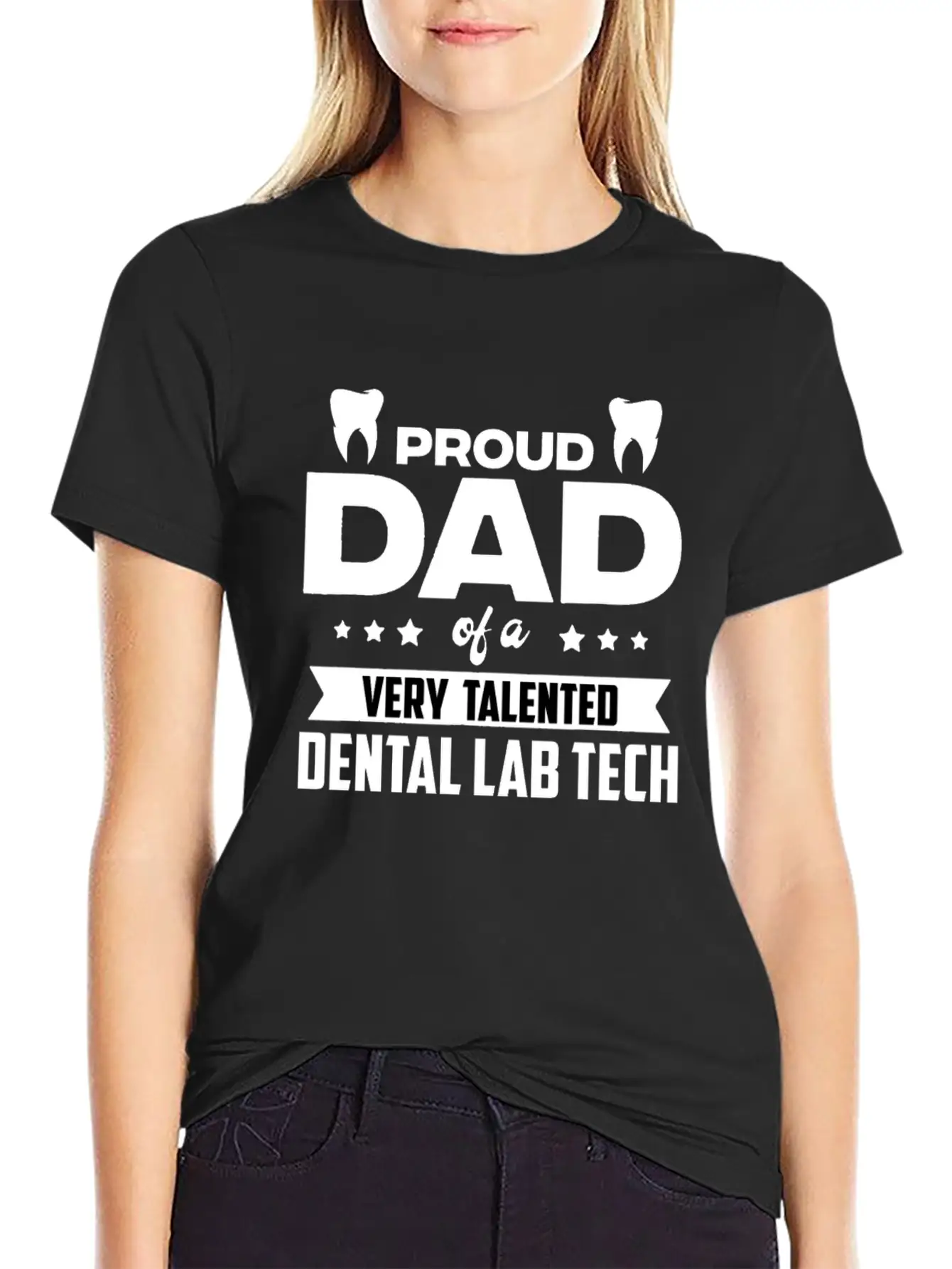 Proud Dad Of A Very Talented Dental Lab Tech Stylish Everyday T-Shirt – Unisex Basic Cotton Tee
