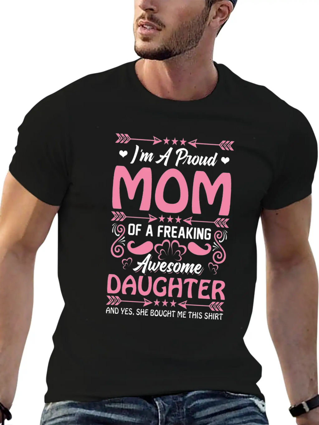 Proud Mama Funny Present From Awesome Daugther Unisex Short Sleeve Soft Cotton T-Shirt – Casual Everyday Wear