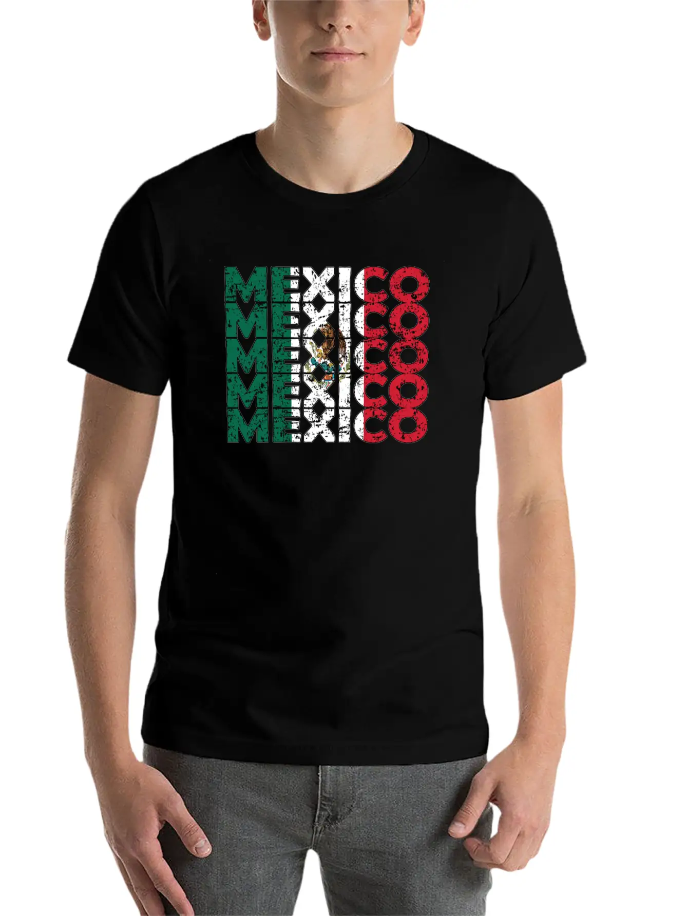 Proud Mexican Roots Mexico Flag Mexican Heritage Unisex Short Sleeve Soft Cotton T-Shirt – Casual Everyday Wear