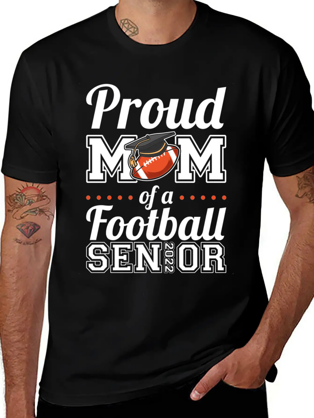 Proud Mom Of A Football Senior 2022 Unisex Short Sleeve Soft Cotton T-Shirt – Casual Everyday Wear