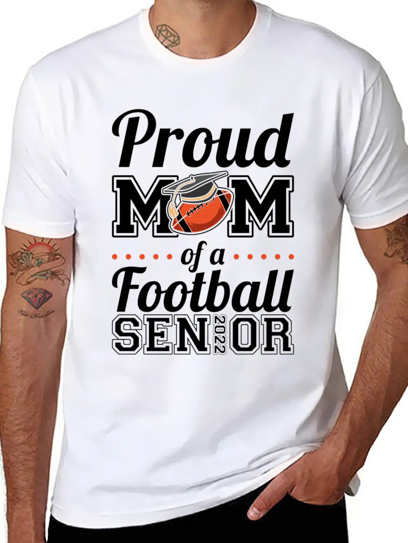 Proud Mom Of A Football Senior 2022 Unisex Short Sleeve Soft Cotton T-Shirt – Casual Everyday Wear