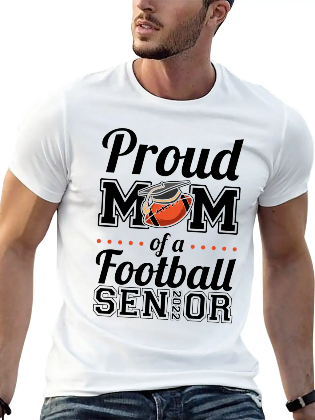 Proud Mom Of A Football Senior 2022 Unisex Short Sleeve Soft Cotton T-Shirt – Casual Everyday Wear