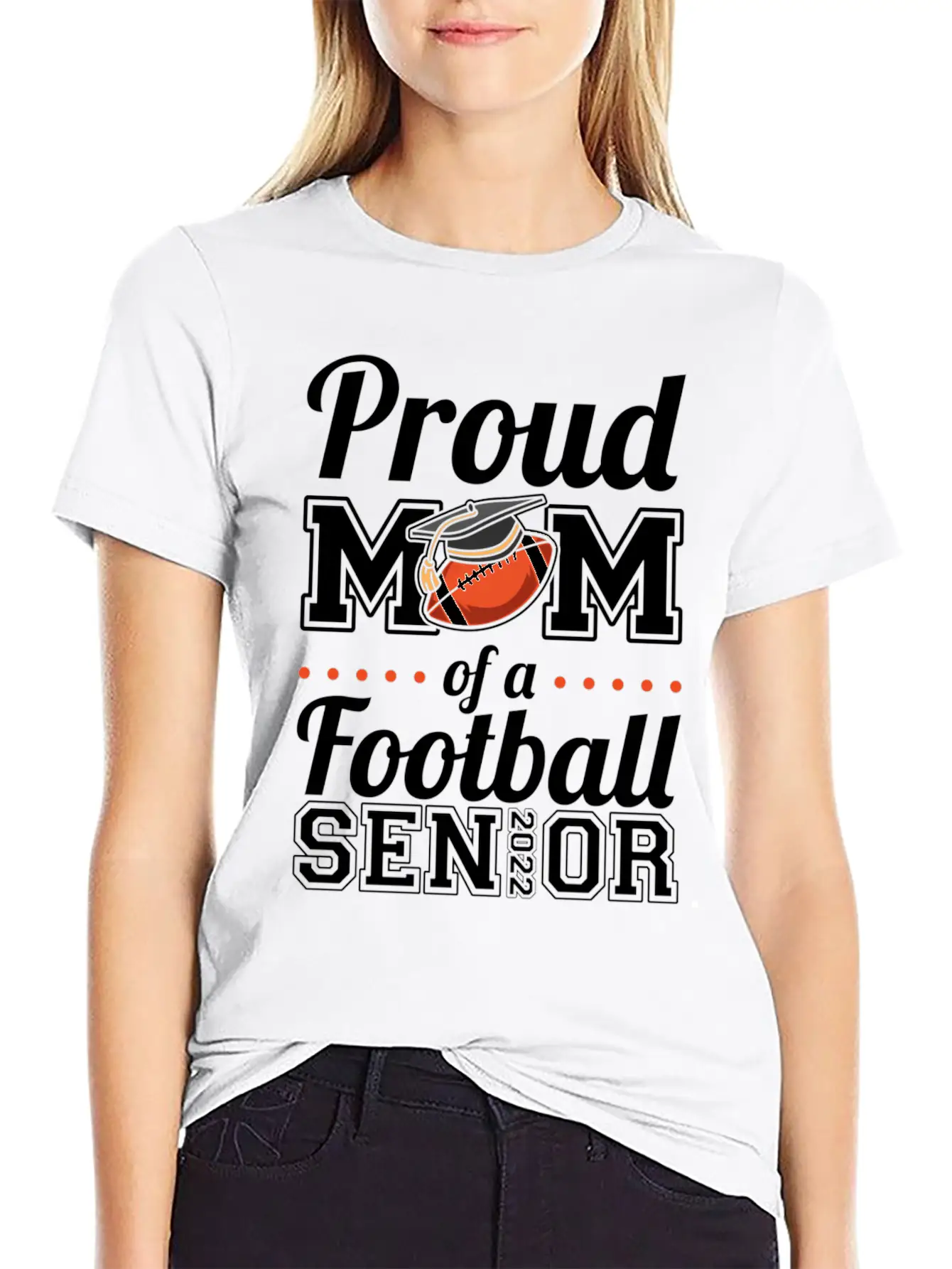 Proud Mom Of A Football Senior 2022 Unisex Short Sleeve Soft Cotton T-Shirt – Casual Everyday Wear