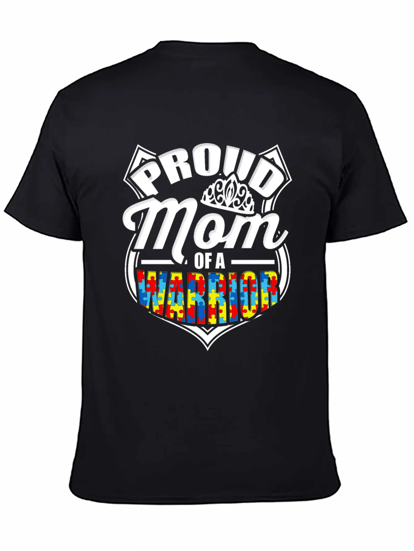 Proud Mom Of A Warrior Autism Awareness Unisex Short Sleeve Soft Cotton T-Shirt – Casual Everyday Wear