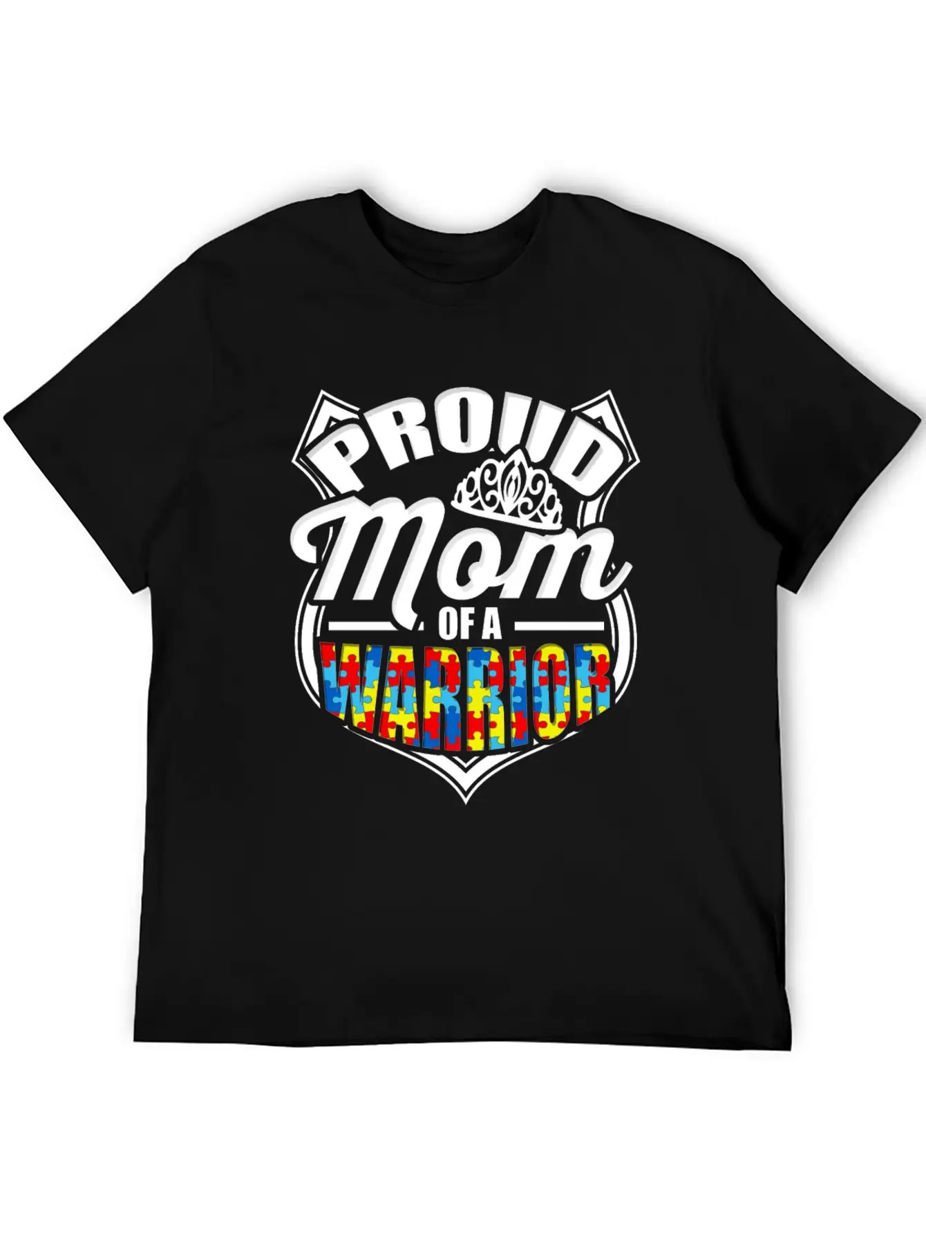 Proud Mom Of A Warrior Autism Awareness Unisex Short Sleeve Soft Cotton T-Shirt – Casual Everyday Wear