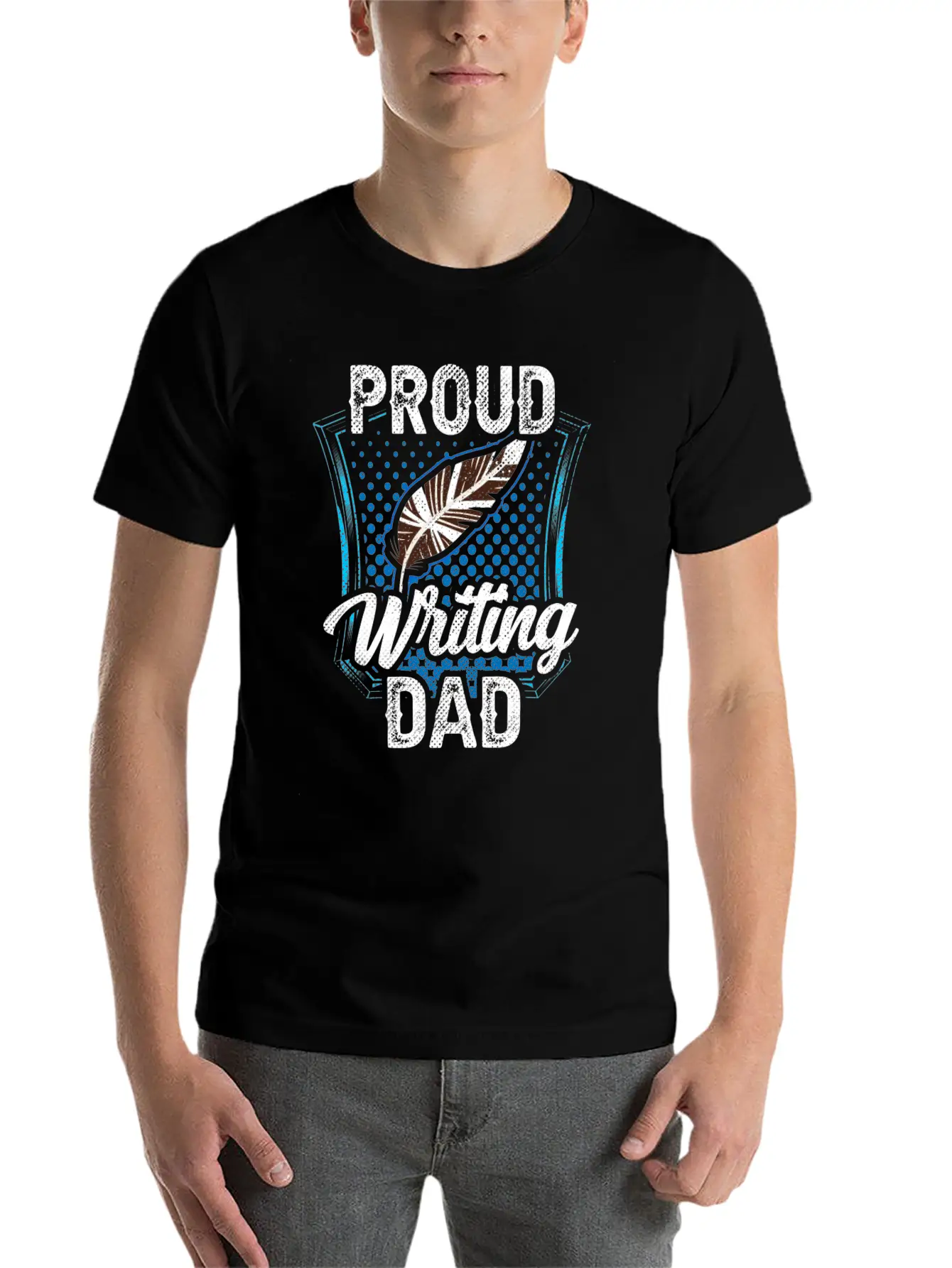Proud Writing Dad Author Writer Write Job Unisex Short Sleeve Soft Cotton T-Shirt – Casual Everyday Wear