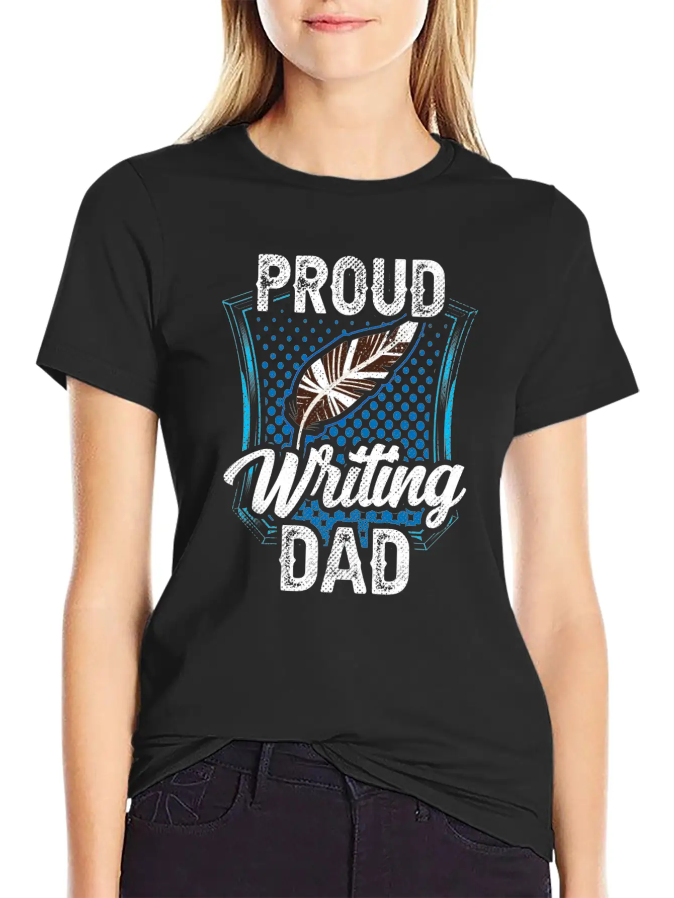 Proud Writing Dad Author Writer Write Job Unisex Short Sleeve Soft Cotton T-Shirt – Casual Everyday Wear