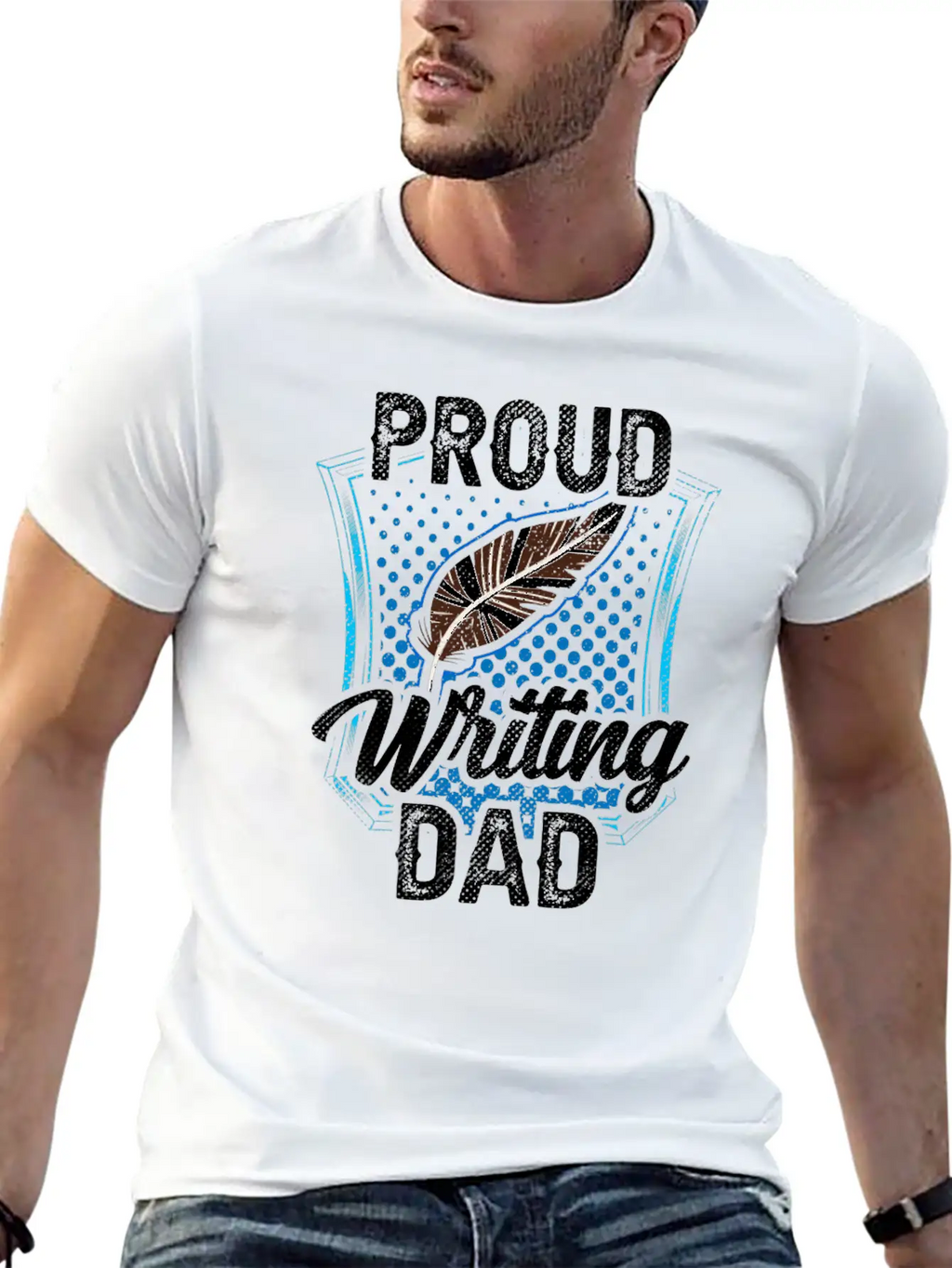 Proud Writing Dad Author Writer Write Job Unisex Short Sleeve Soft Cotton T-Shirt – Casual Everyday Wear