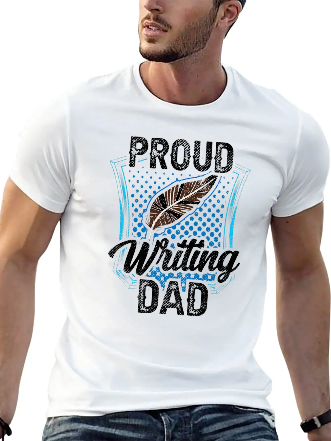 Proud Writing Dad Author Writer Write Job Unisex Short Sleeve Soft Cotton T-Shirt – Casual Everyday Wear