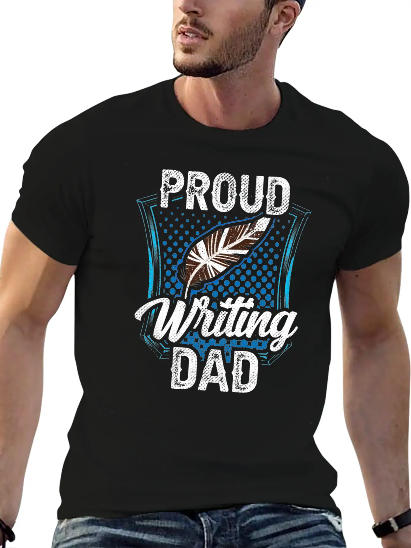 Proud Writing Dad Author Writer Write Job Unisex Short Sleeve Soft Cotton T-Shirt – Casual Everyday Wear
