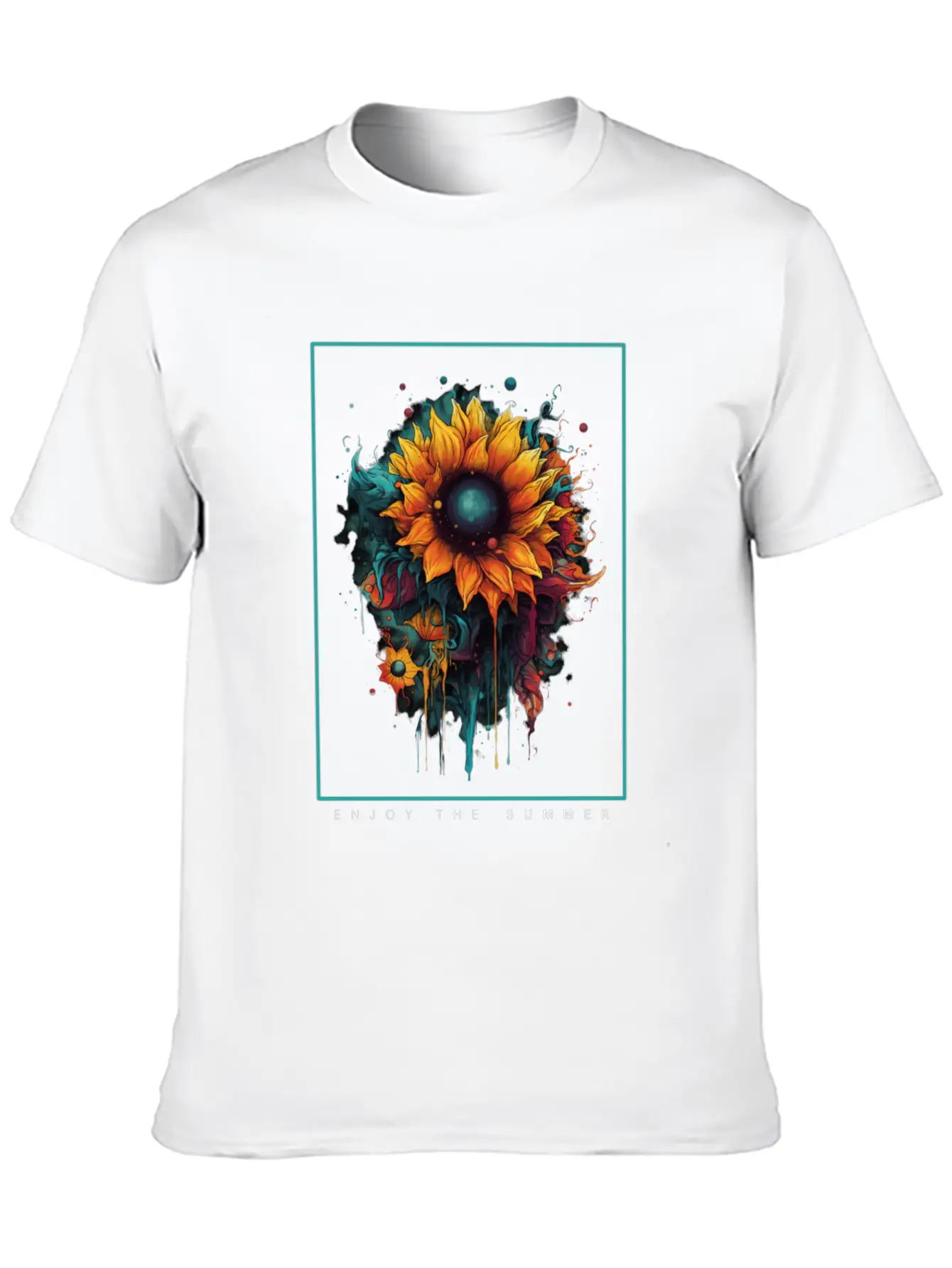 Psychedelic Sunflowers Garden Nature Lover Gift Unisex Casual T-Shirt – Clean Design For Daily Comfort