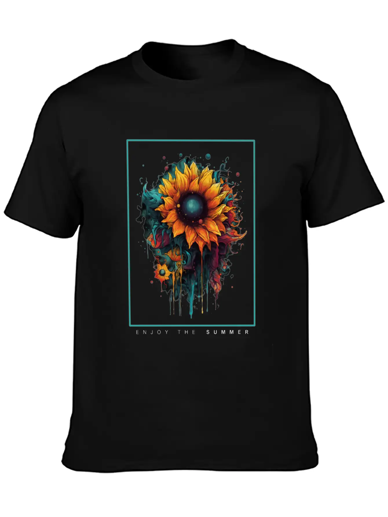 Psychedelic Sunflowers Garden Nature Lover Gift Unisex Casual T-Shirt – Clean Design For Daily Comfort