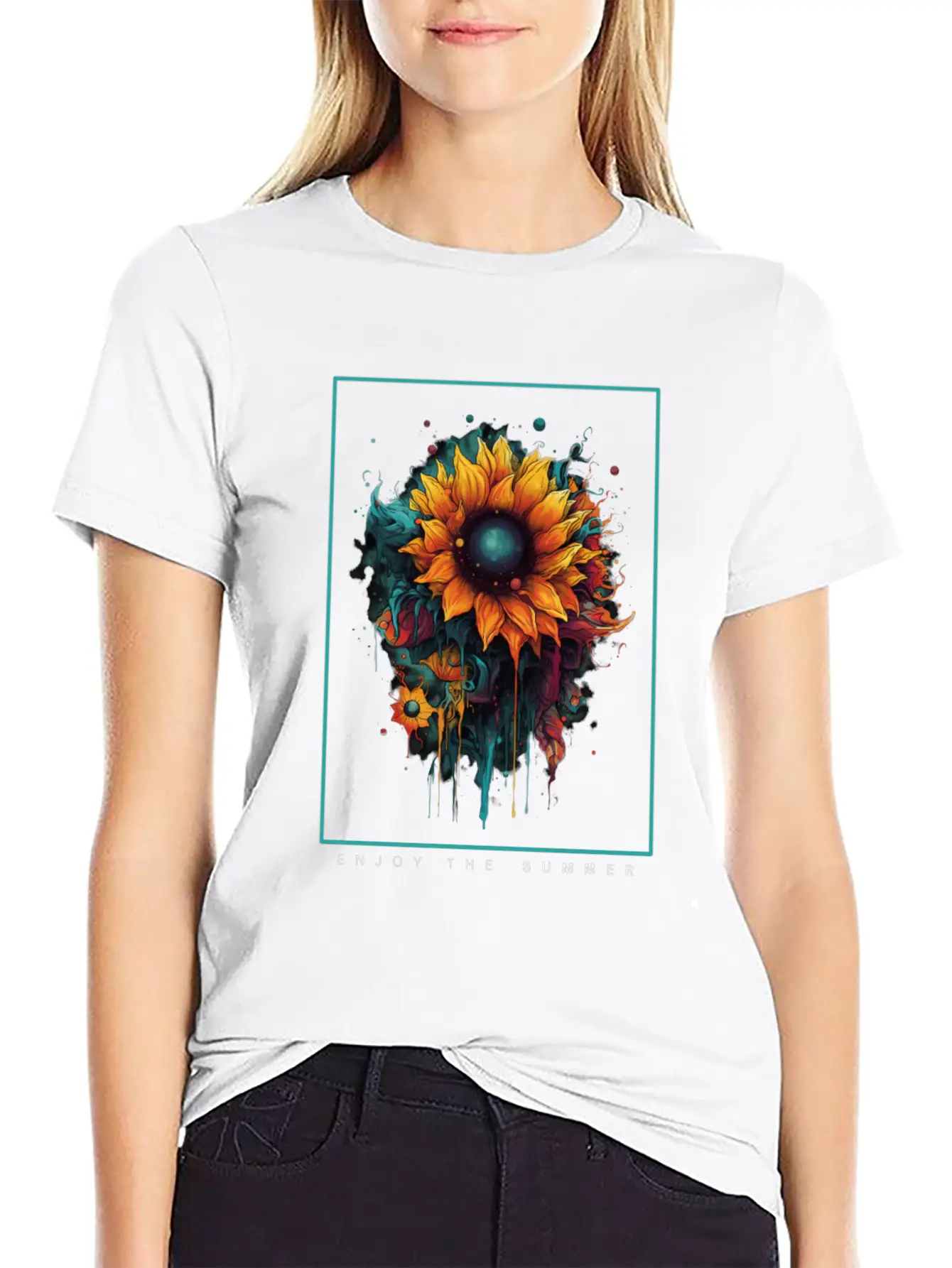 Psychedelic Sunflowers Garden Nature Lover Gift Unisex Casual T-Shirt – Clean Design For Daily Comfort