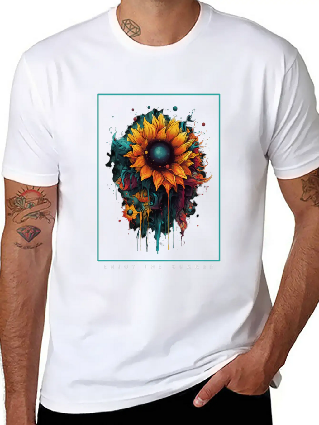 Psychedelic Sunflowers Garden Nature Lover Gift Unisex Casual T-Shirt – Clean Design For Daily Comfort