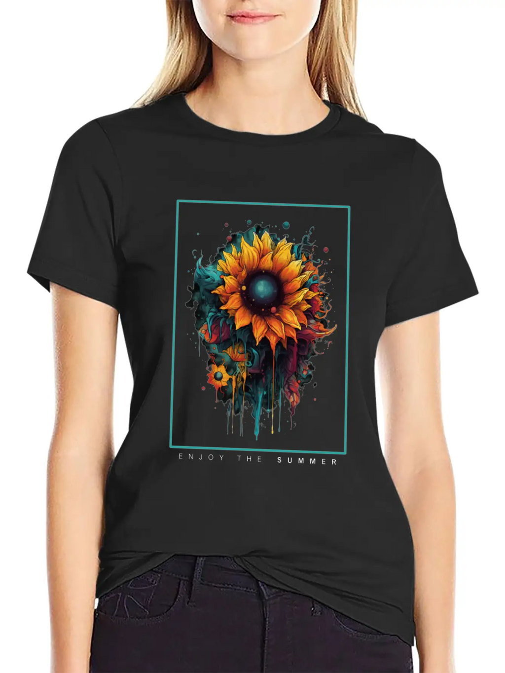 Psychedelic Sunflowers Garden Nature Lover Gift Unisex Casual T-Shirt – Clean Design For Daily Comfort