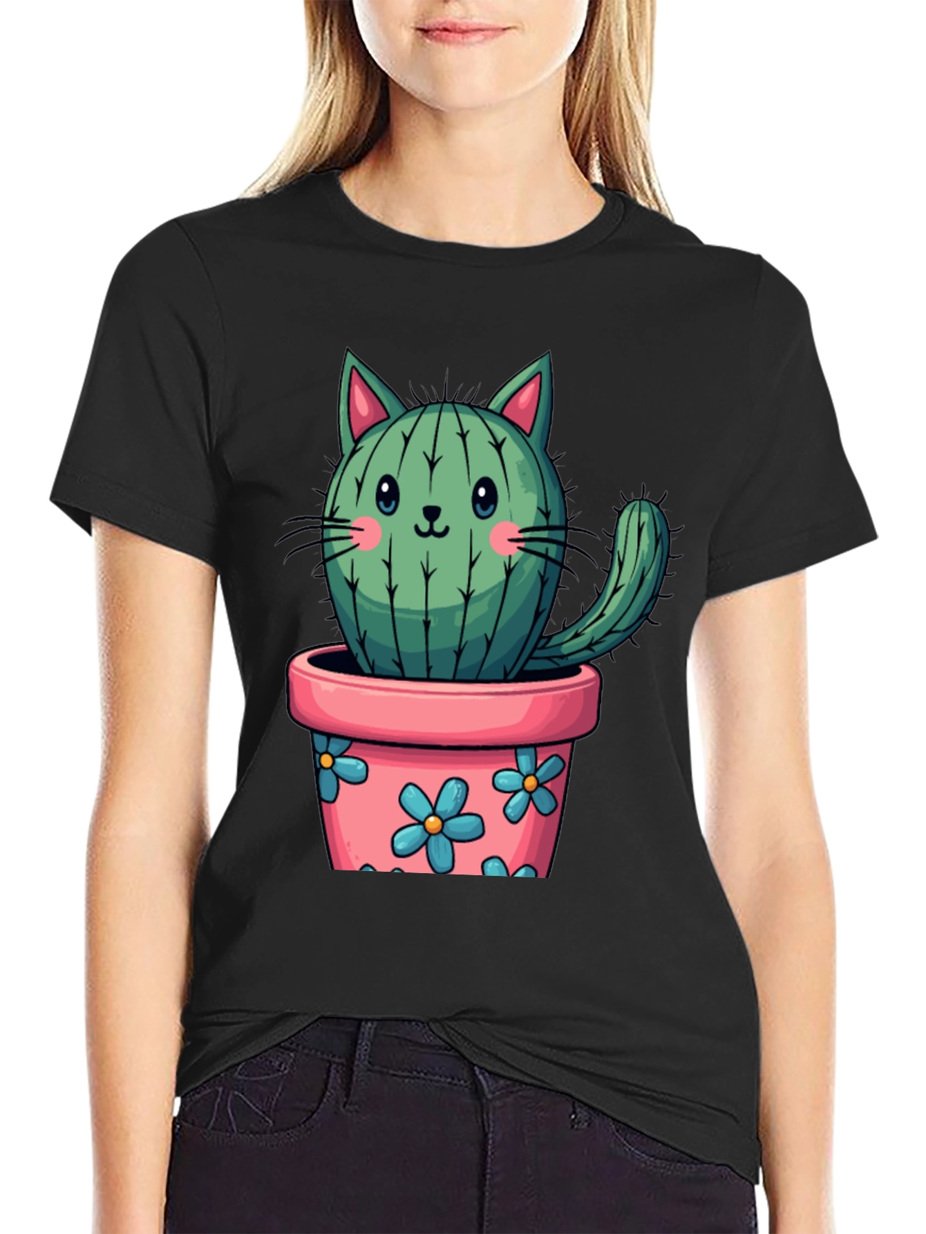 Cactus Cat T-Shirt - Potted Plant Kitten Tee