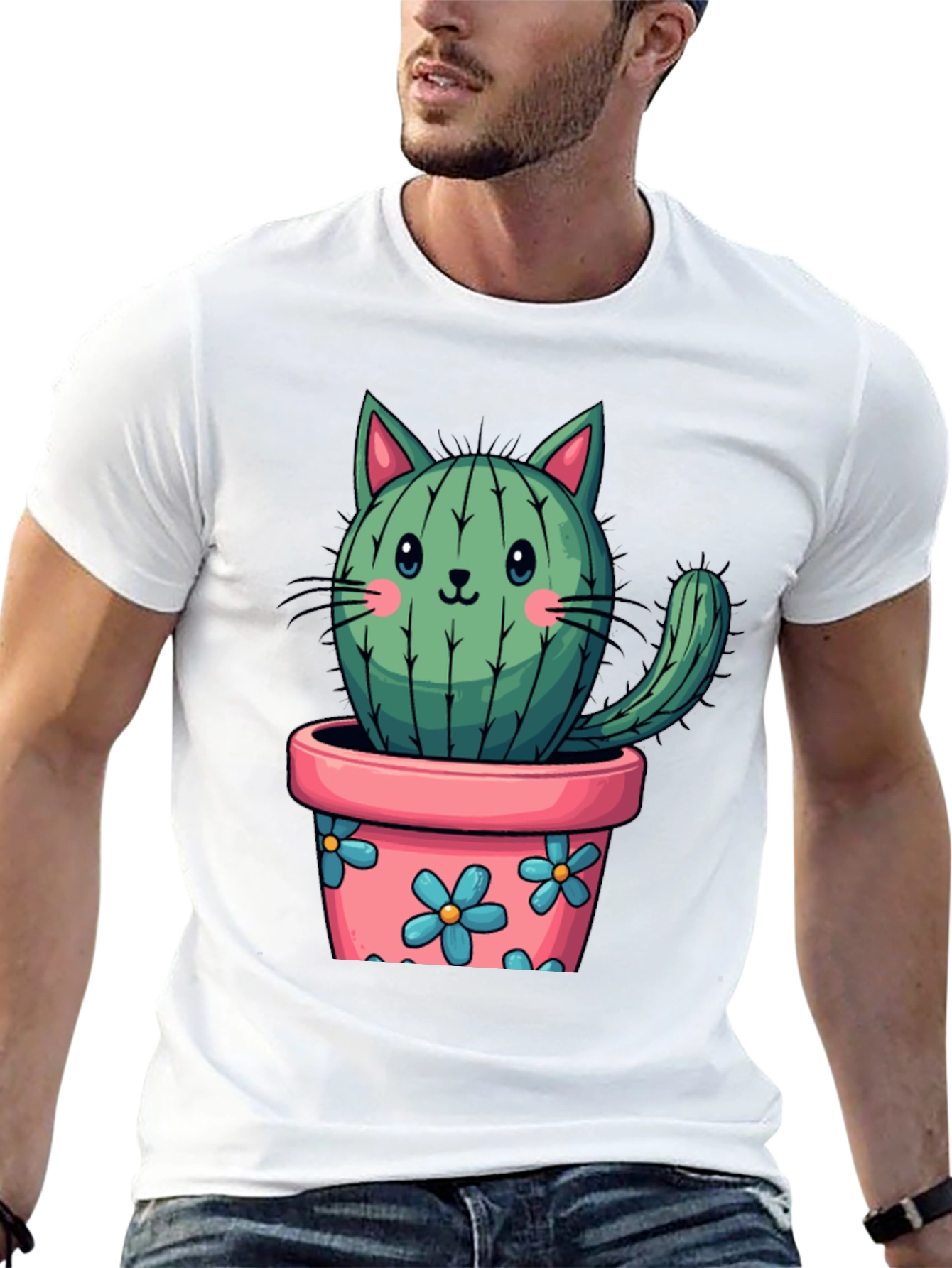Cactus Cat T-Shirt - Potted Plant Kitten Tee