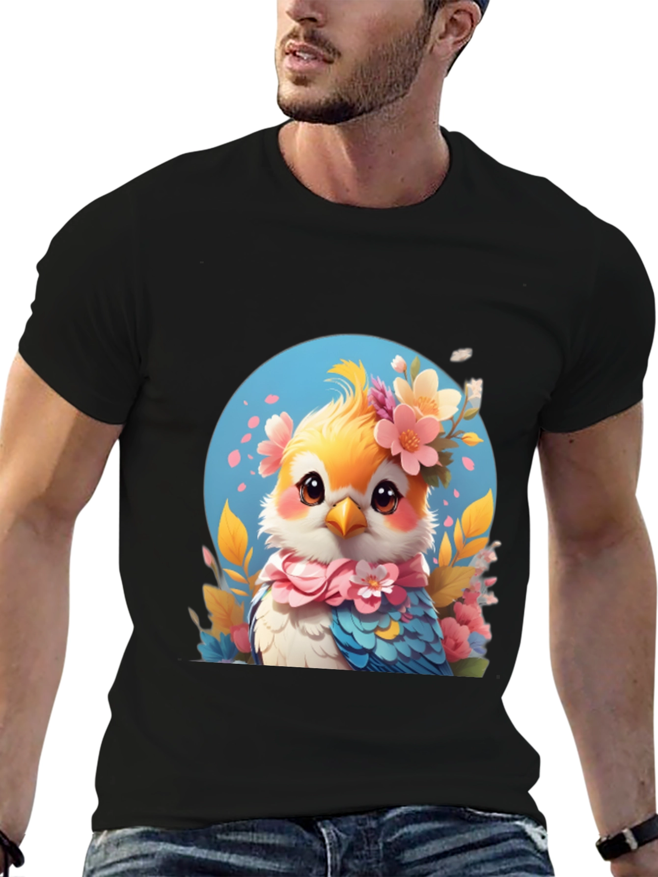 Bird with Floral Crown Graphic Tee