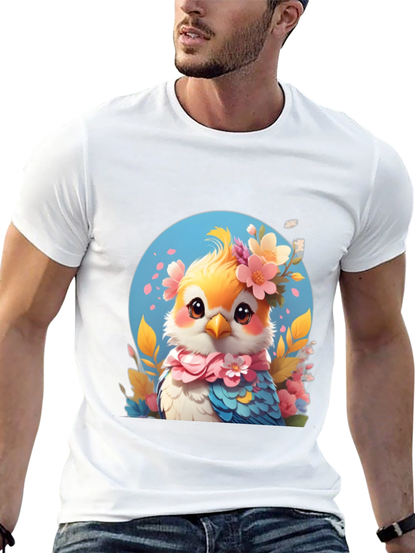 Bird with Floral Crown Graphic Tee