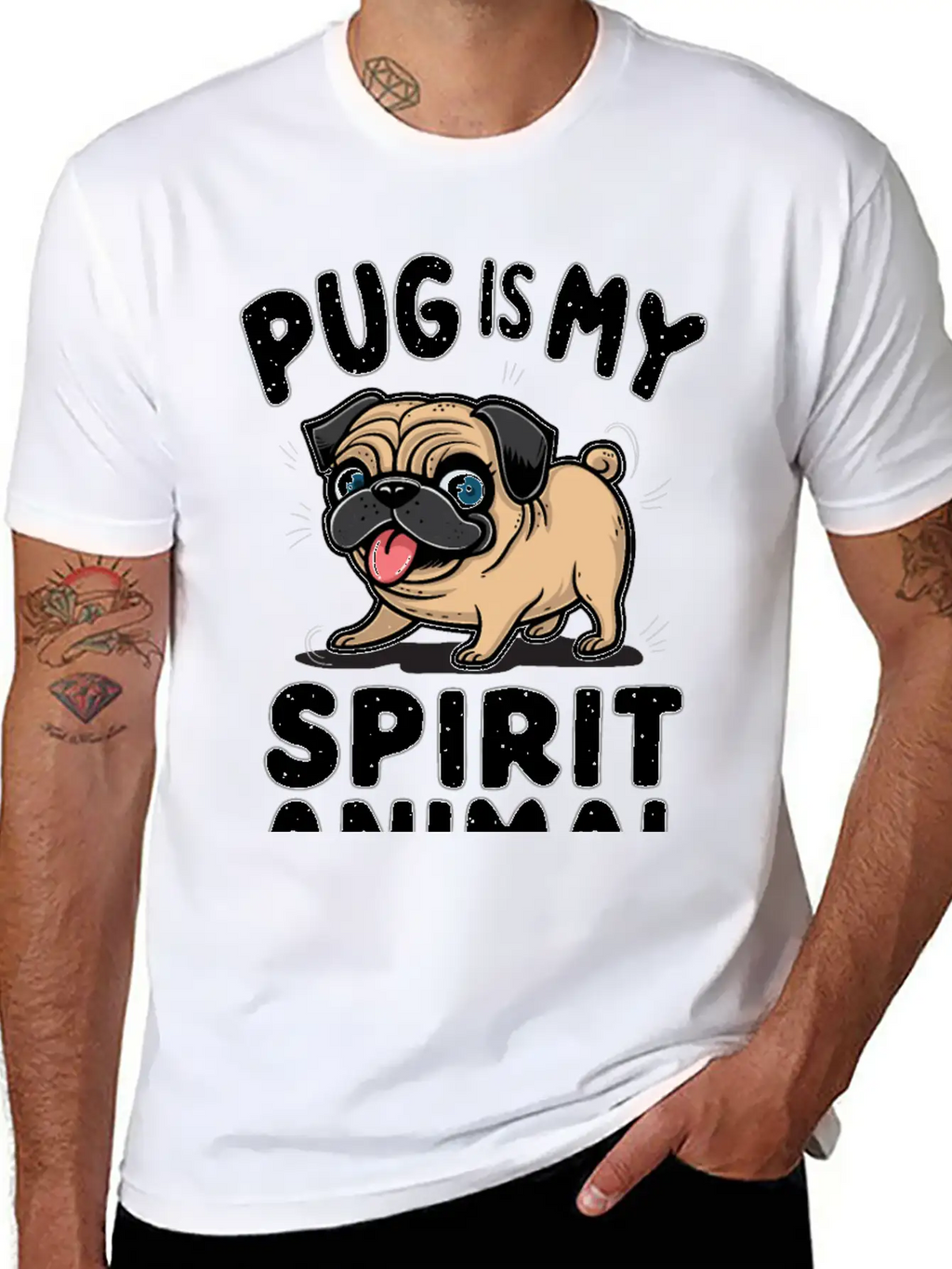 Pug Is My Spirit Animals Unisex Casual T-Shirt – Clean Design For Daily Comfort