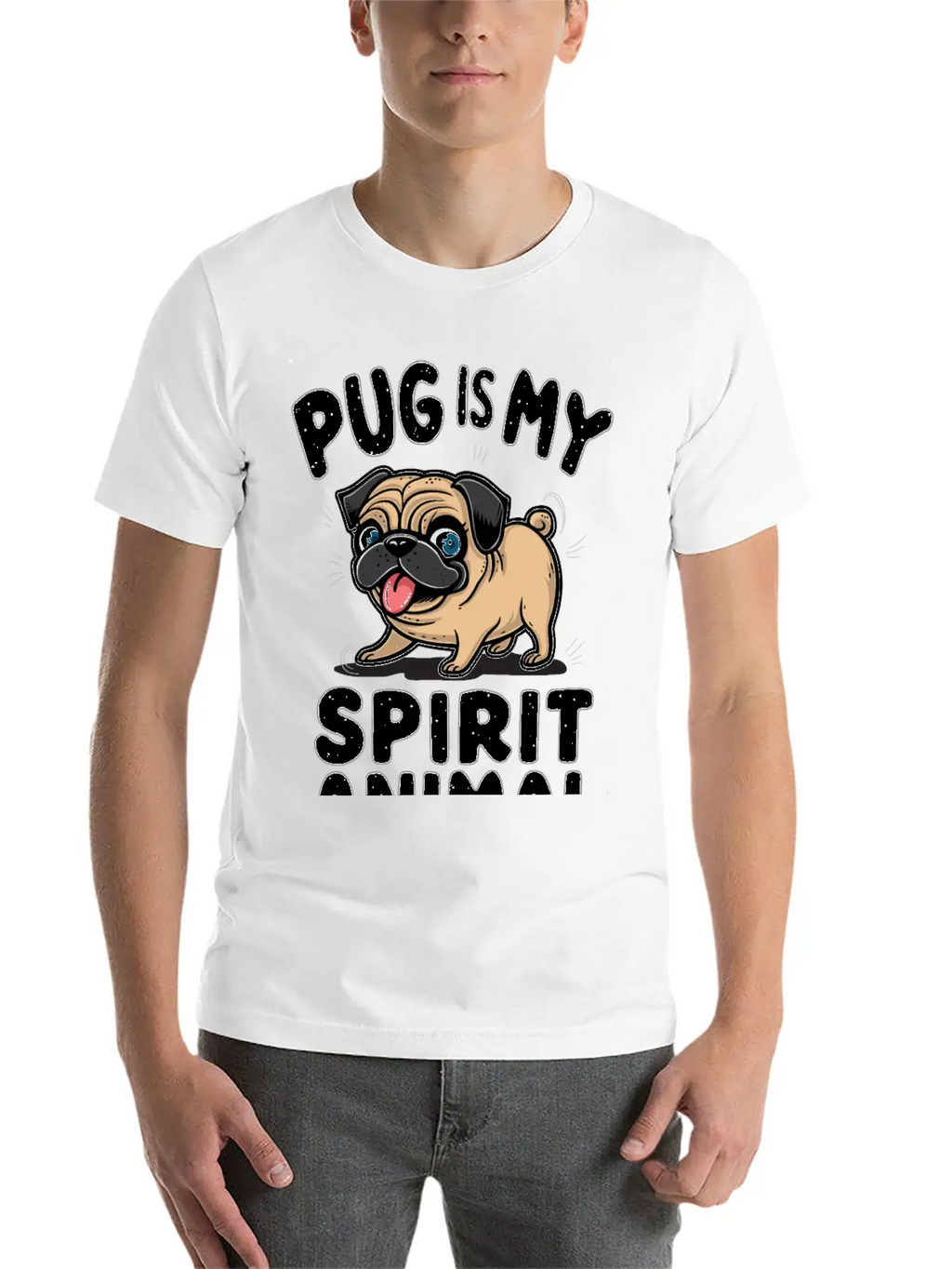 Pug Is My Spirit Animals Unisex Casual T-Shirt – Clean Design For Daily Comfort