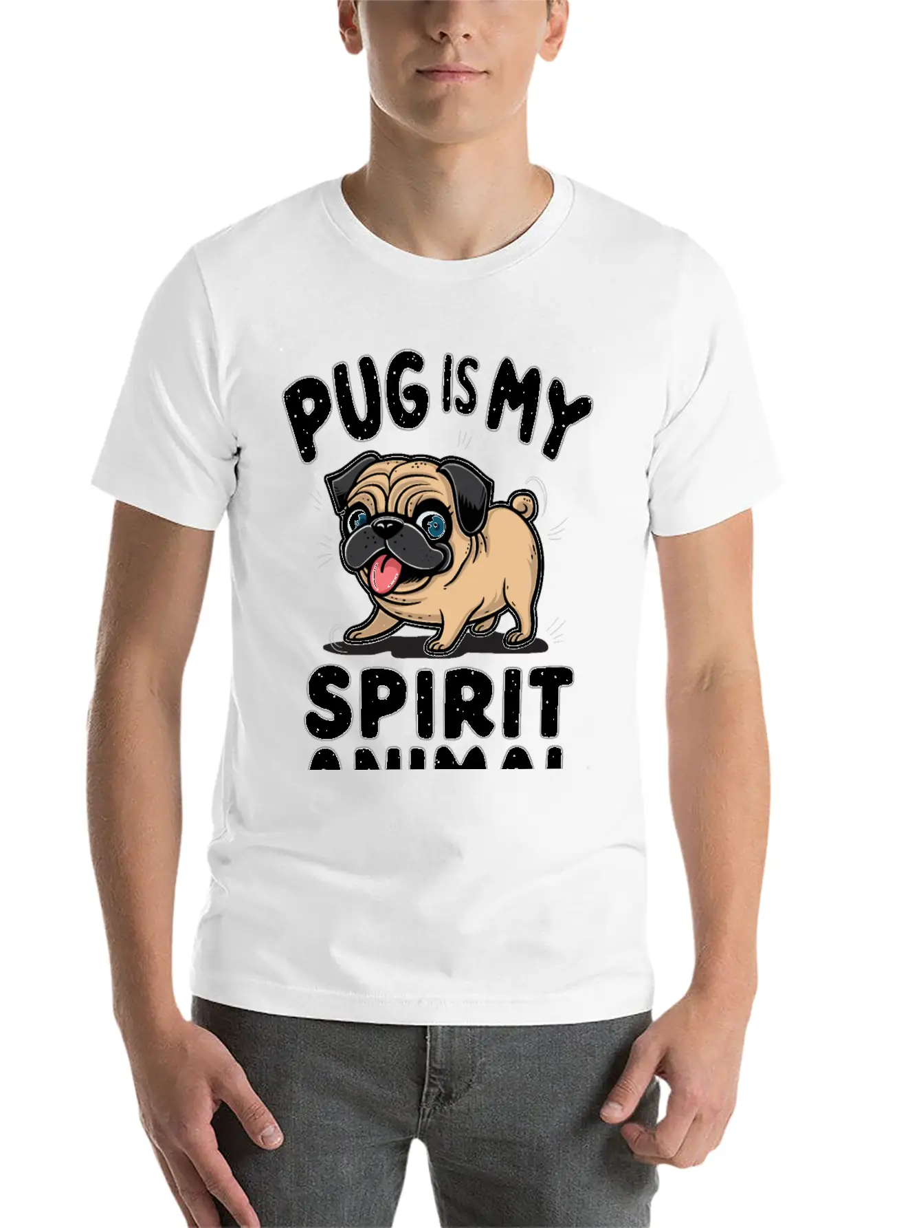 Pug Is My Spirit Animals Unisex Casual T-Shirt – Clean Design For Daily Comfort