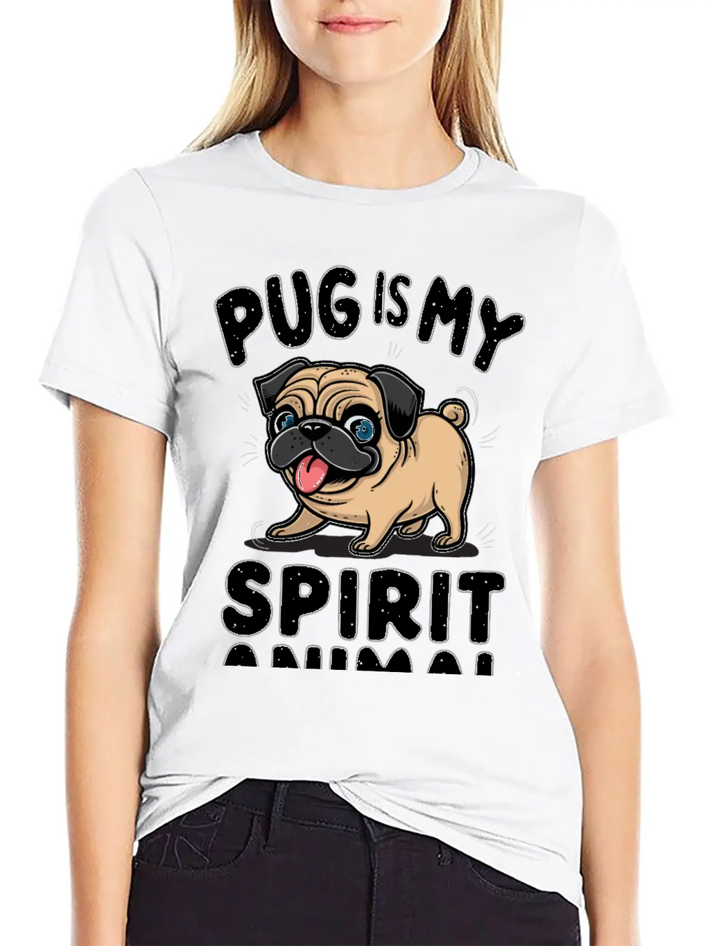 Pug Is My Spirit Animals Unisex Casual T-Shirt – Clean Design For Daily Comfort