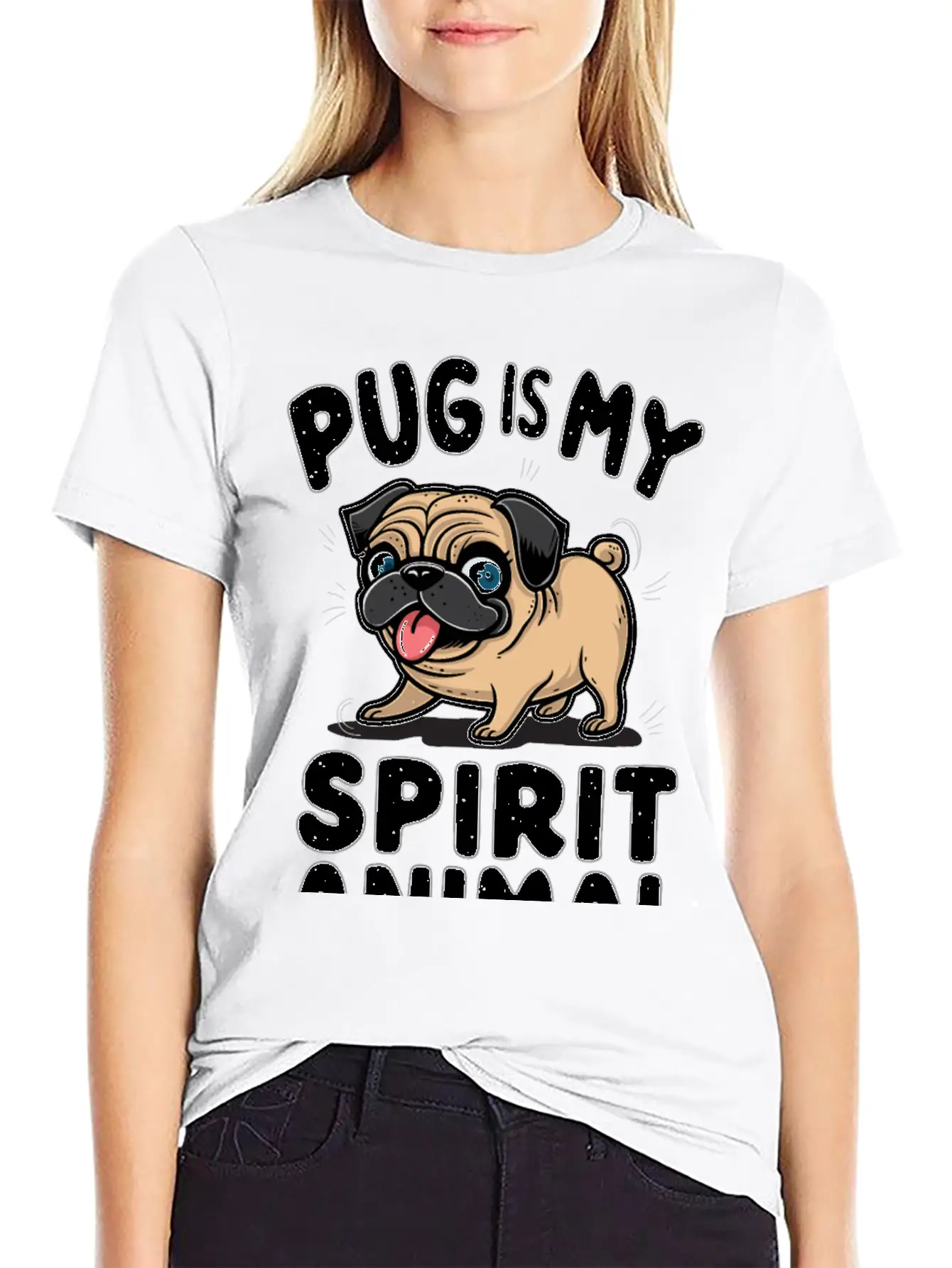 Pug Is My Spirit Animals Unisex Casual T-Shirt – Clean Design For Daily Comfort