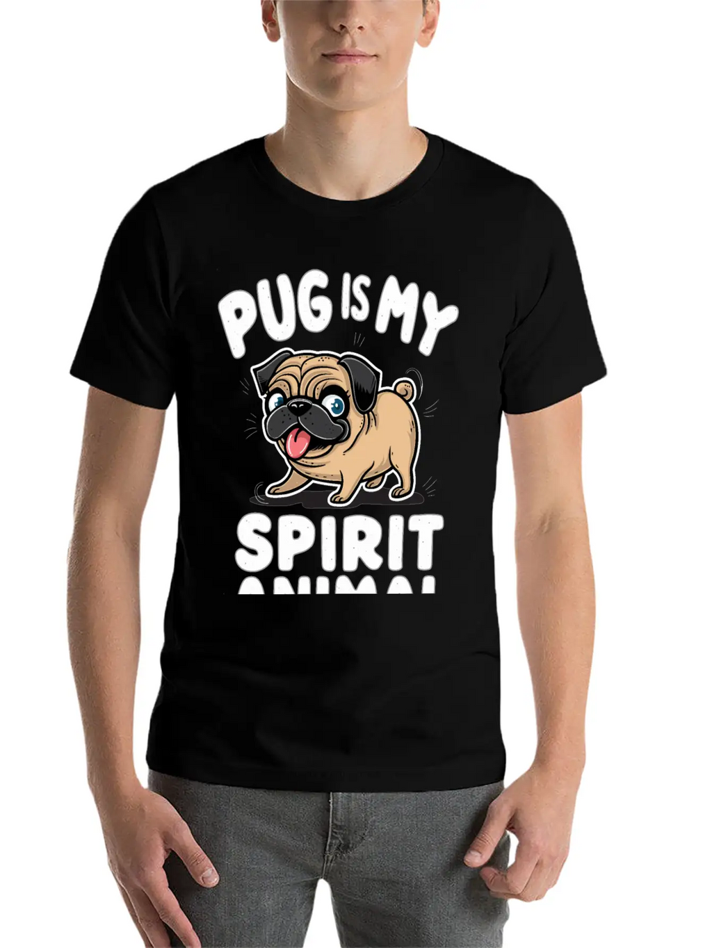 Pug Is My Spirit Animals Unisex Casual T-Shirt – Clean Design For Daily Comfort