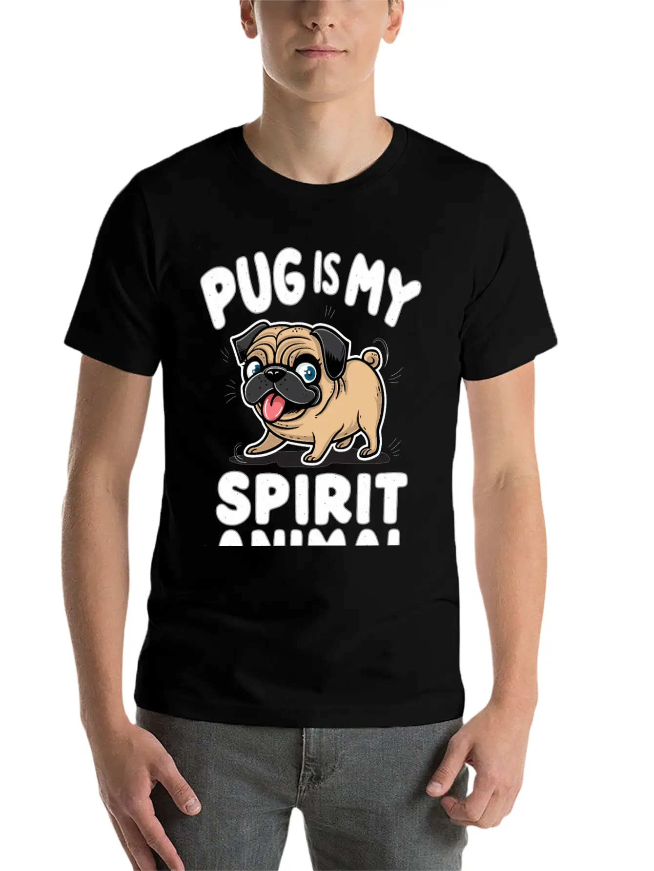 Pug Is My Spirit Animals Unisex Casual T-Shirt – Clean Design For Daily Comfort