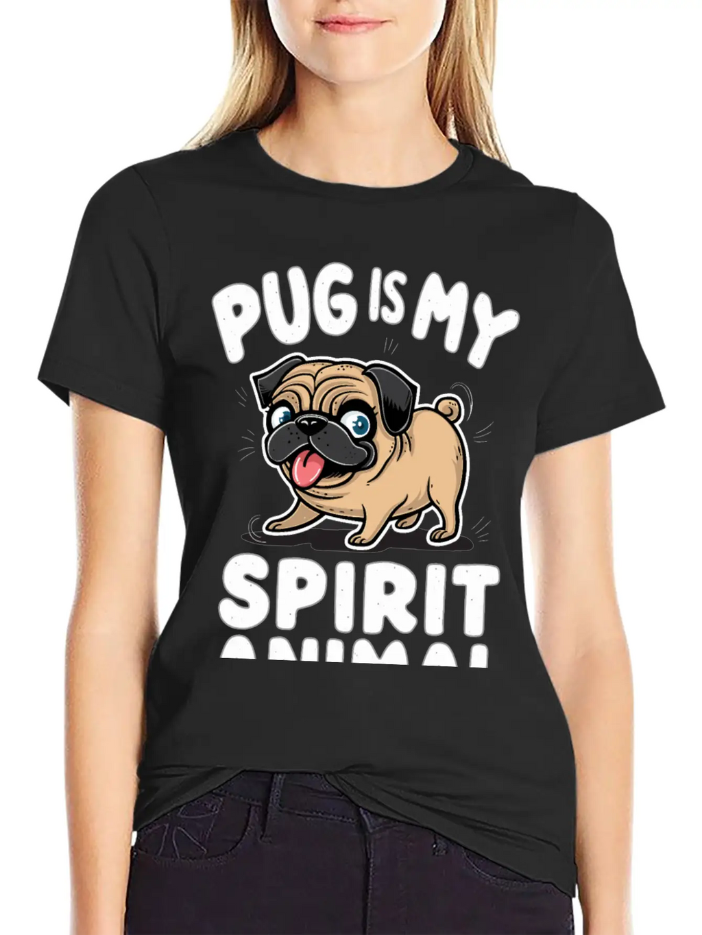 Pug Is My Spirit Animals Unisex Casual T-Shirt – Clean Design For Daily Comfort