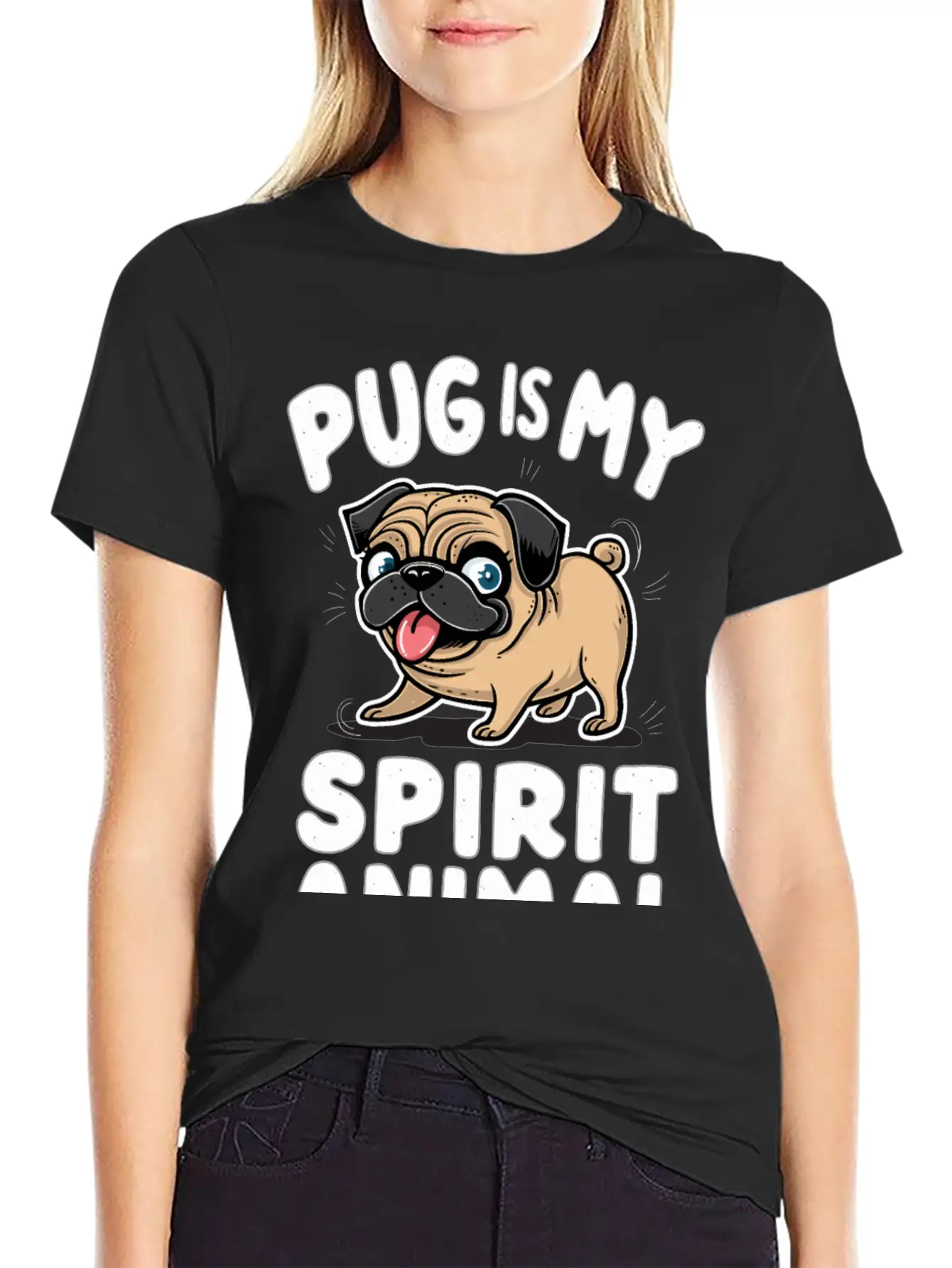 Pug Is My Spirit Animals Unisex Casual T-Shirt – Clean Design For Daily Comfort