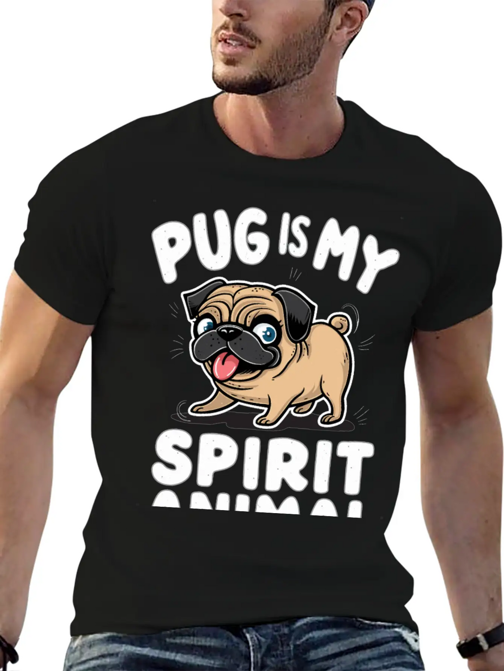 Pug Is My Spirit Animals Unisex Casual T-Shirt – Clean Design For Daily Comfort