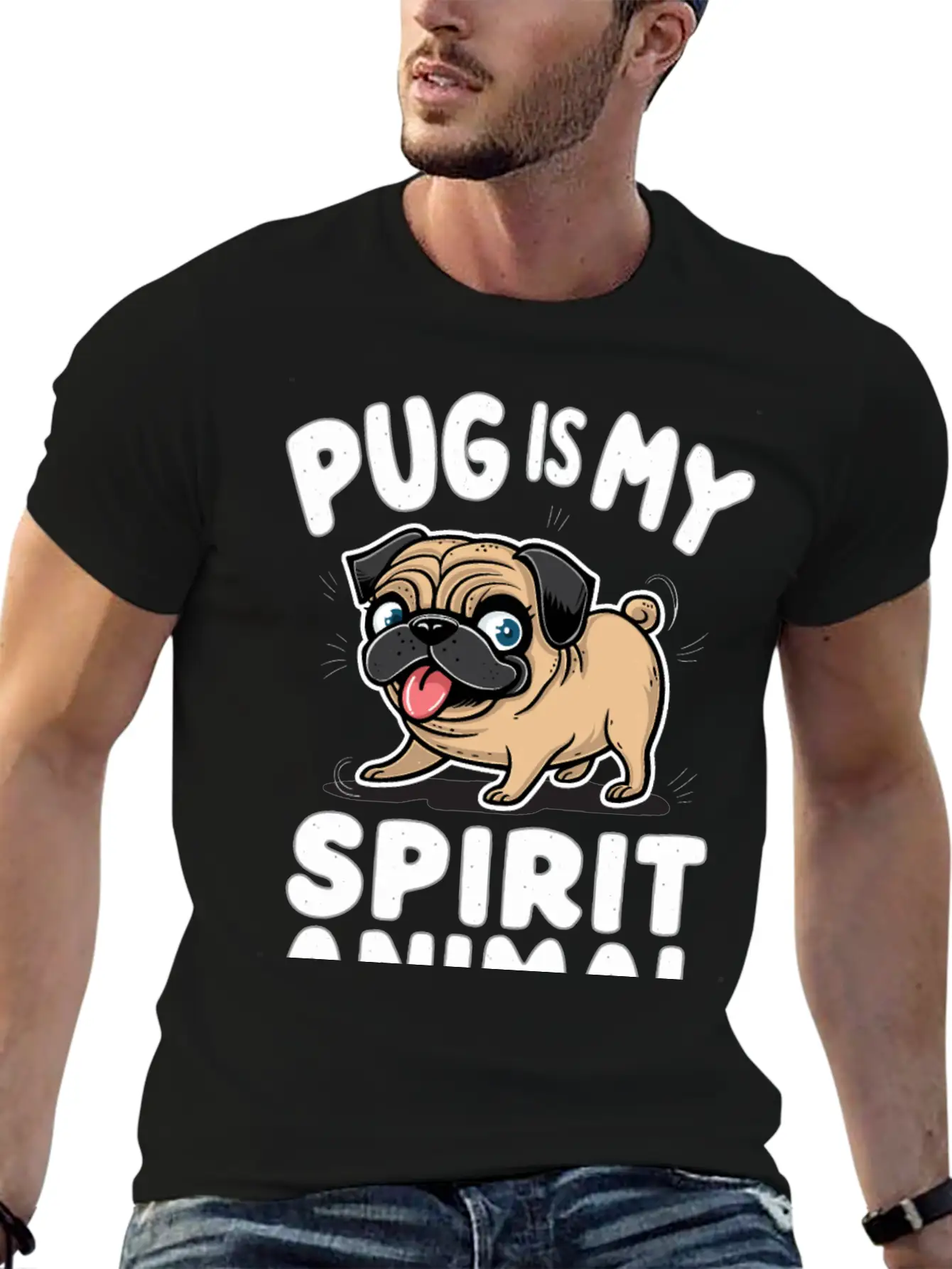 Pug Is My Spirit Animals Unisex Casual T-Shirt – Clean Design For Daily Comfort