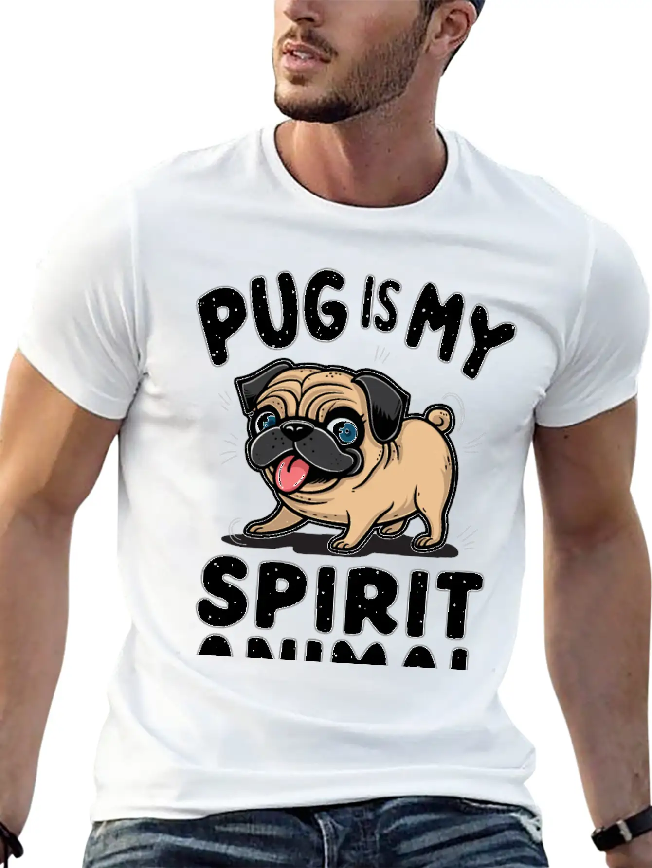 Pug Is My Spirit Animals Unisex Casual T-Shirt – Clean Design For Daily Comfort