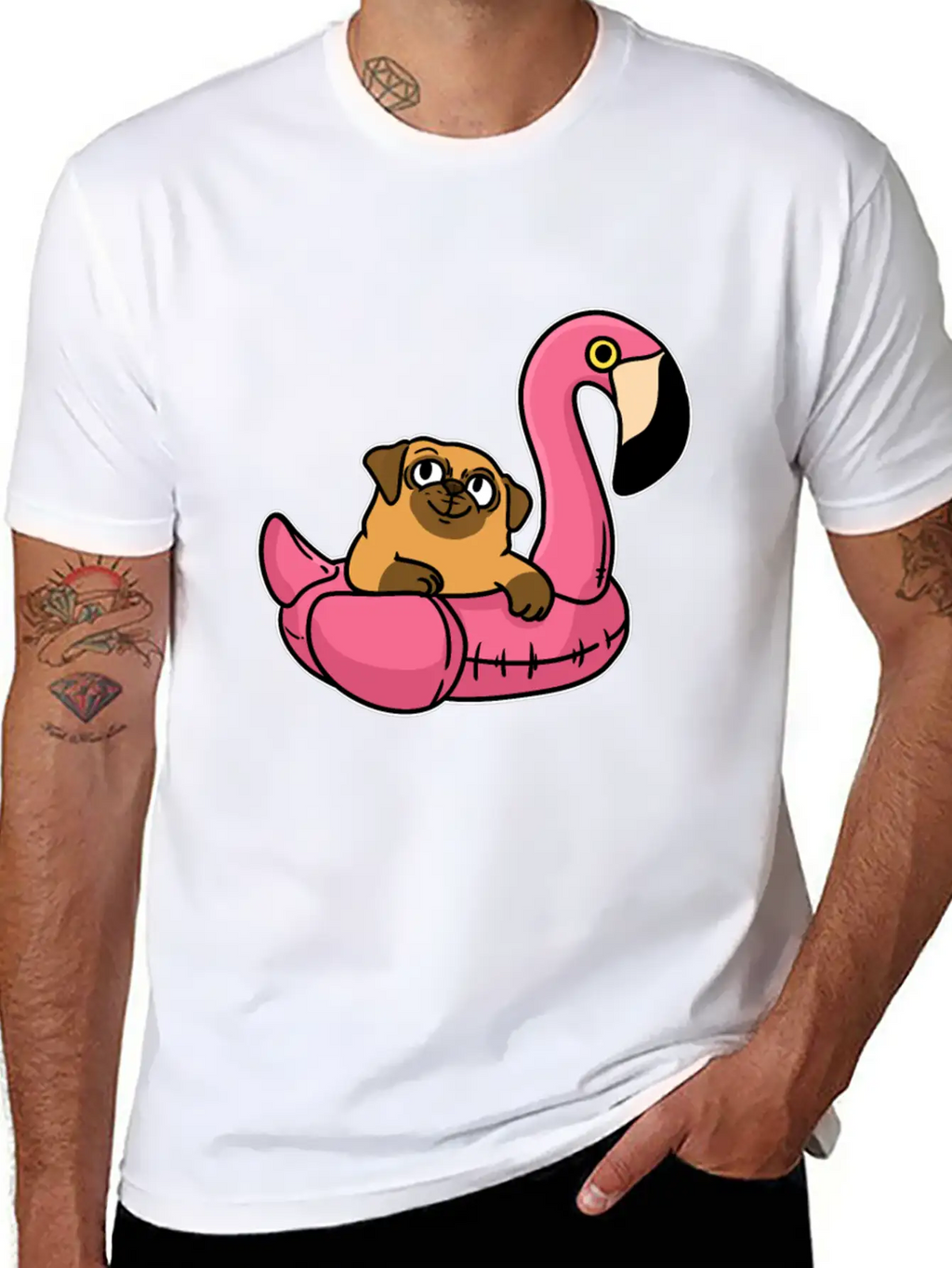 Pug On Flamingo Unisex Casual T-Shirt – Clean Design For Daily Comfort