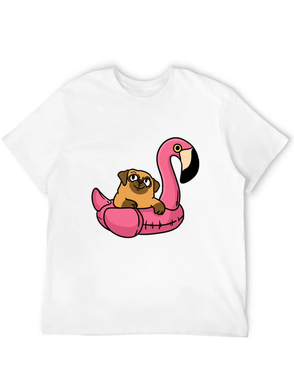 Pug On Flamingo Unisex Casual T-Shirt – Clean Design For Daily Comfort