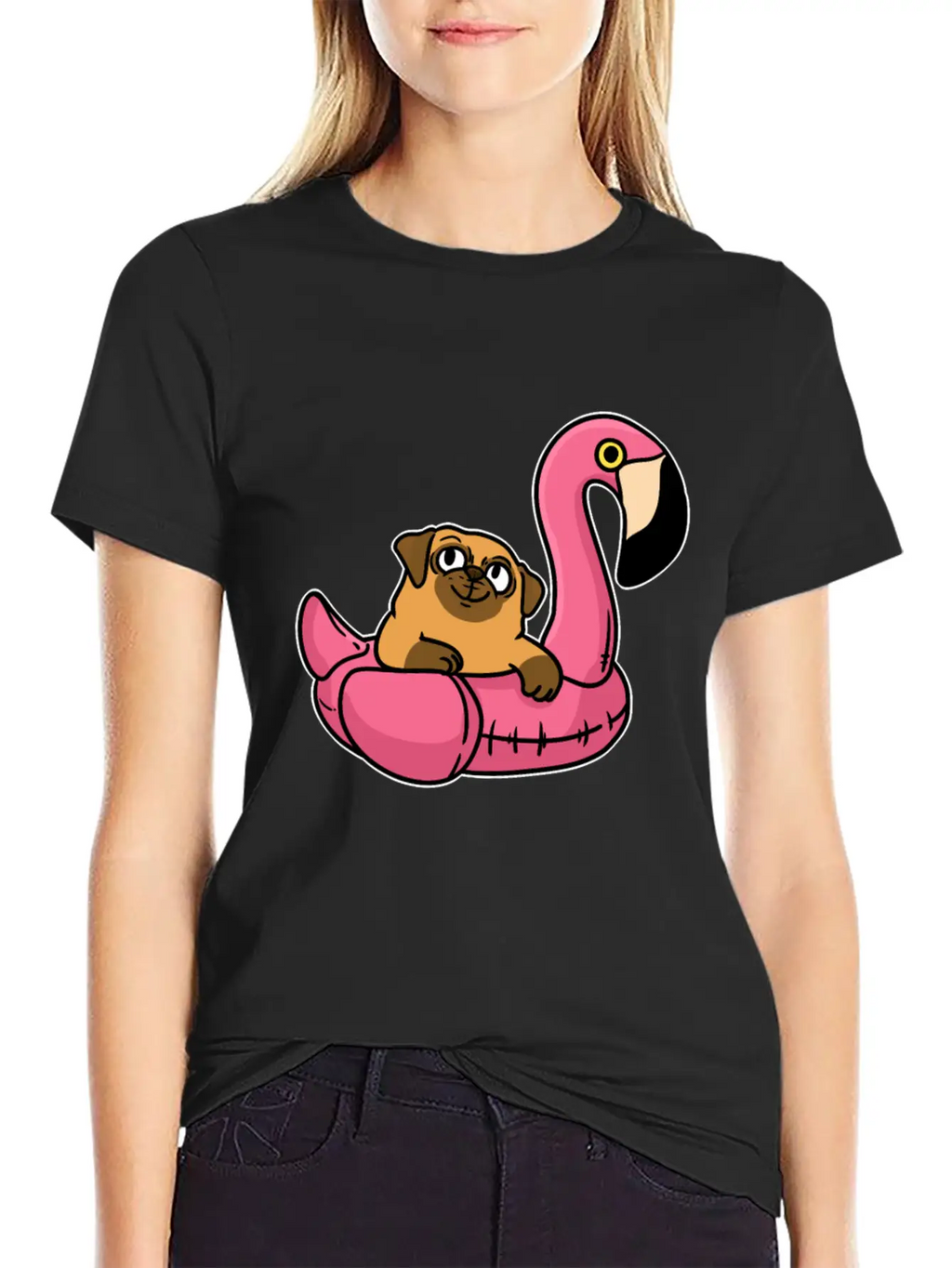 Pug On Flamingo Unisex Casual T-Shirt – Clean Design For Daily Comfort