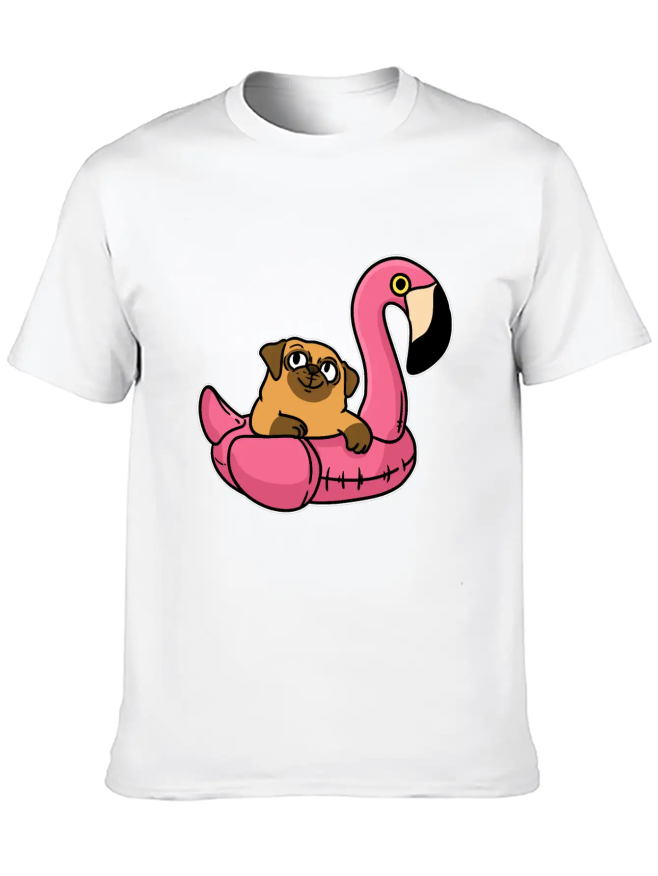 Pug On Flamingo Unisex Casual T-Shirt – Clean Design For Daily Comfort