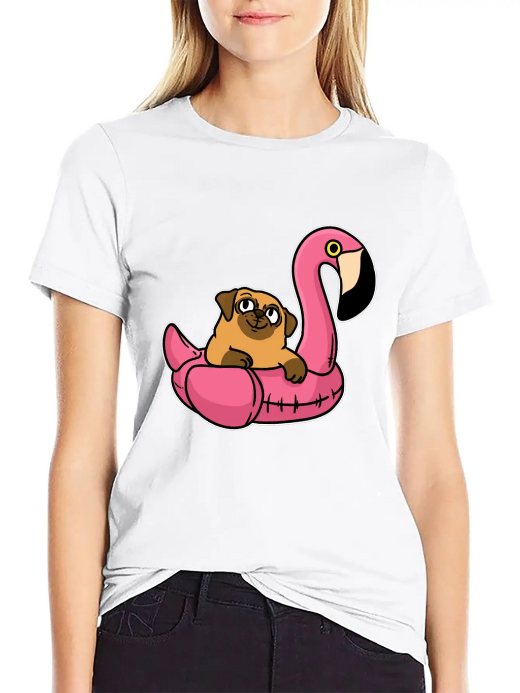 Pug On Flamingo Unisex Casual T-Shirt – Clean Design For Daily Comfort