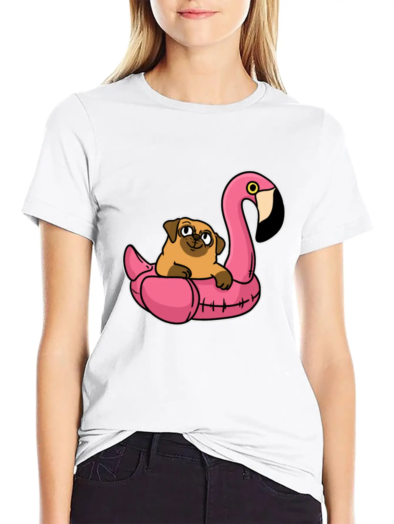 Pug On Flamingo Unisex Casual T-Shirt – Clean Design For Daily Comfort